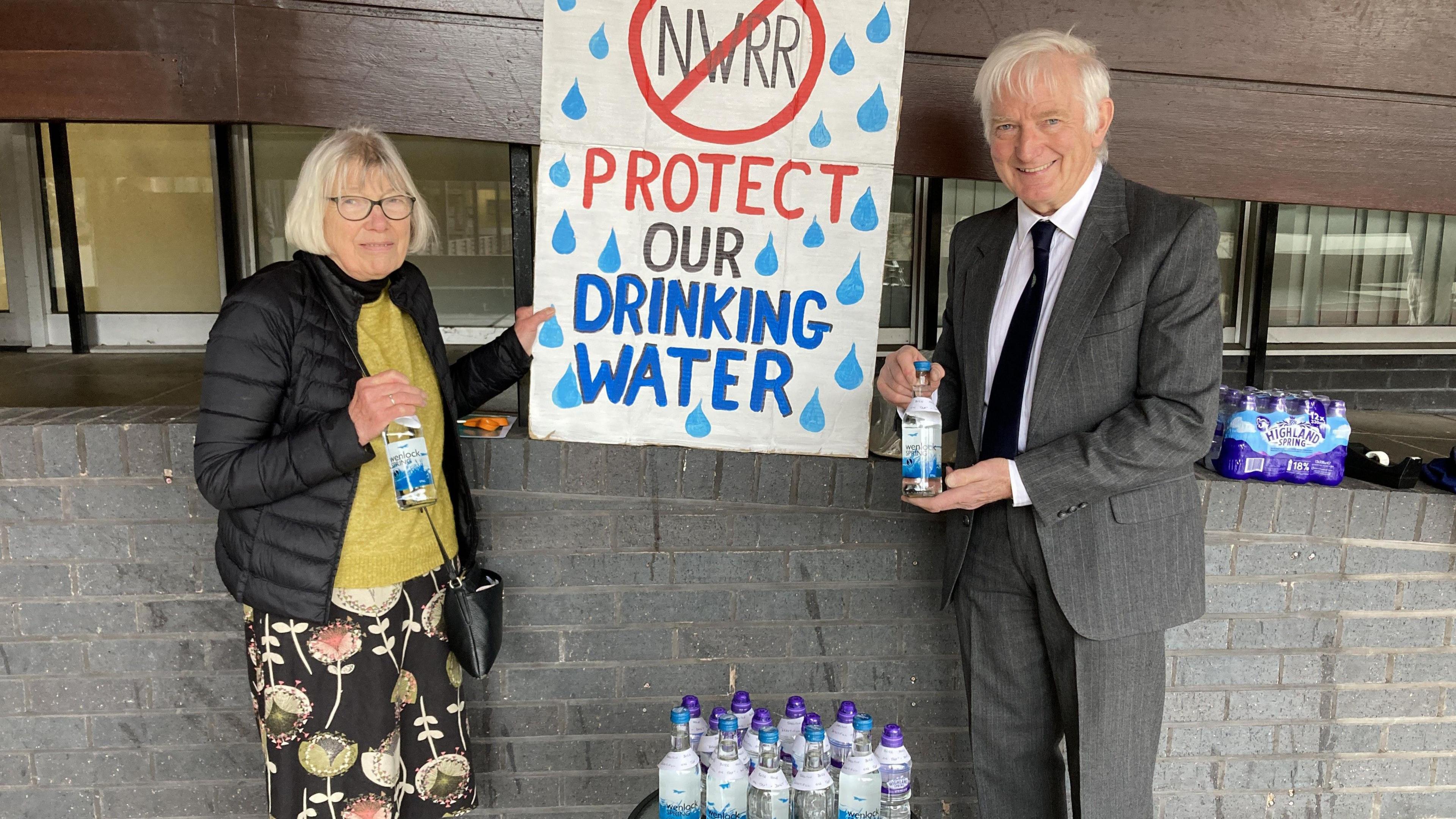 Campaigners handing out bottled water