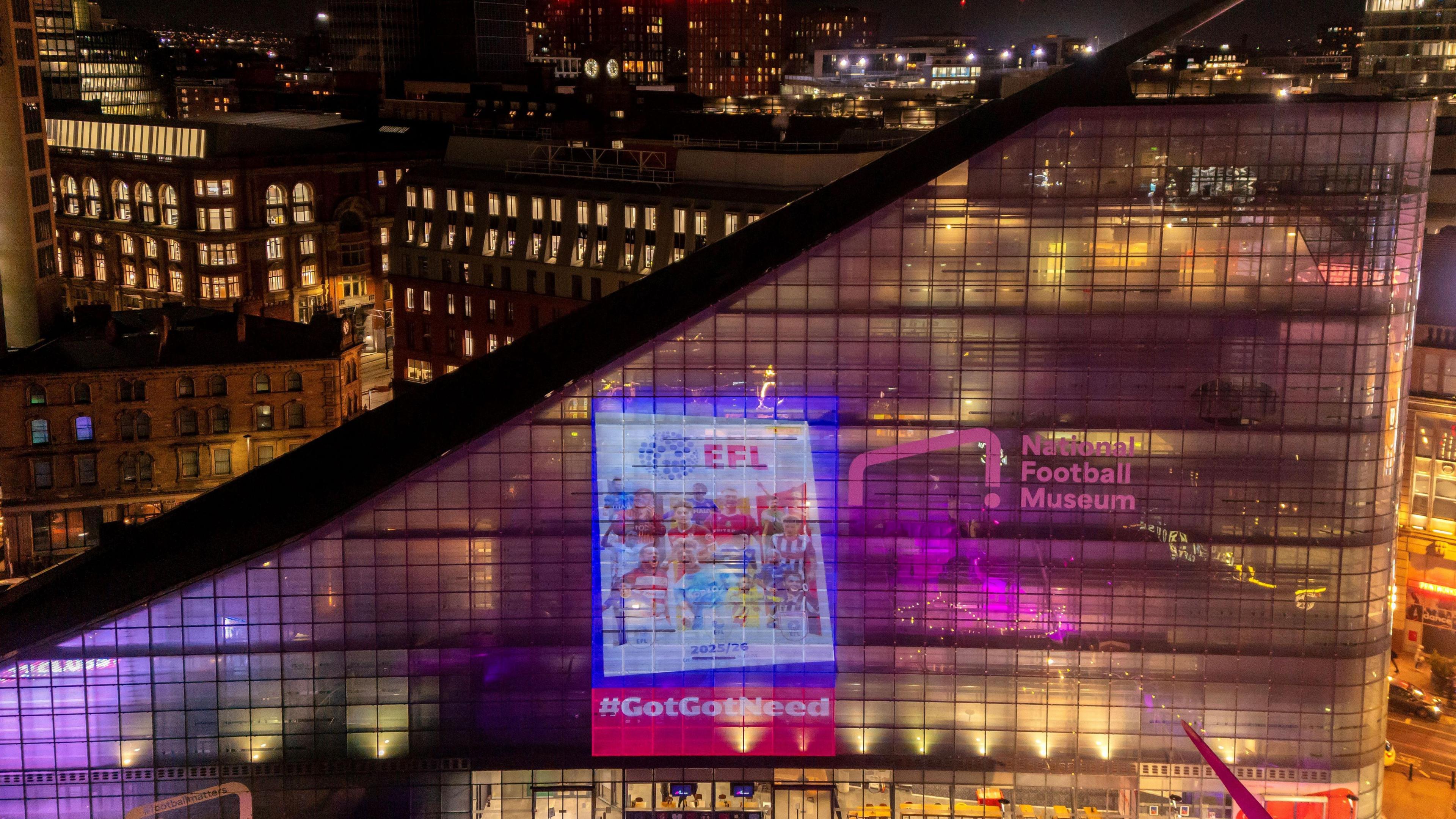 The EFL sticker album was projected onto the National Football Museum