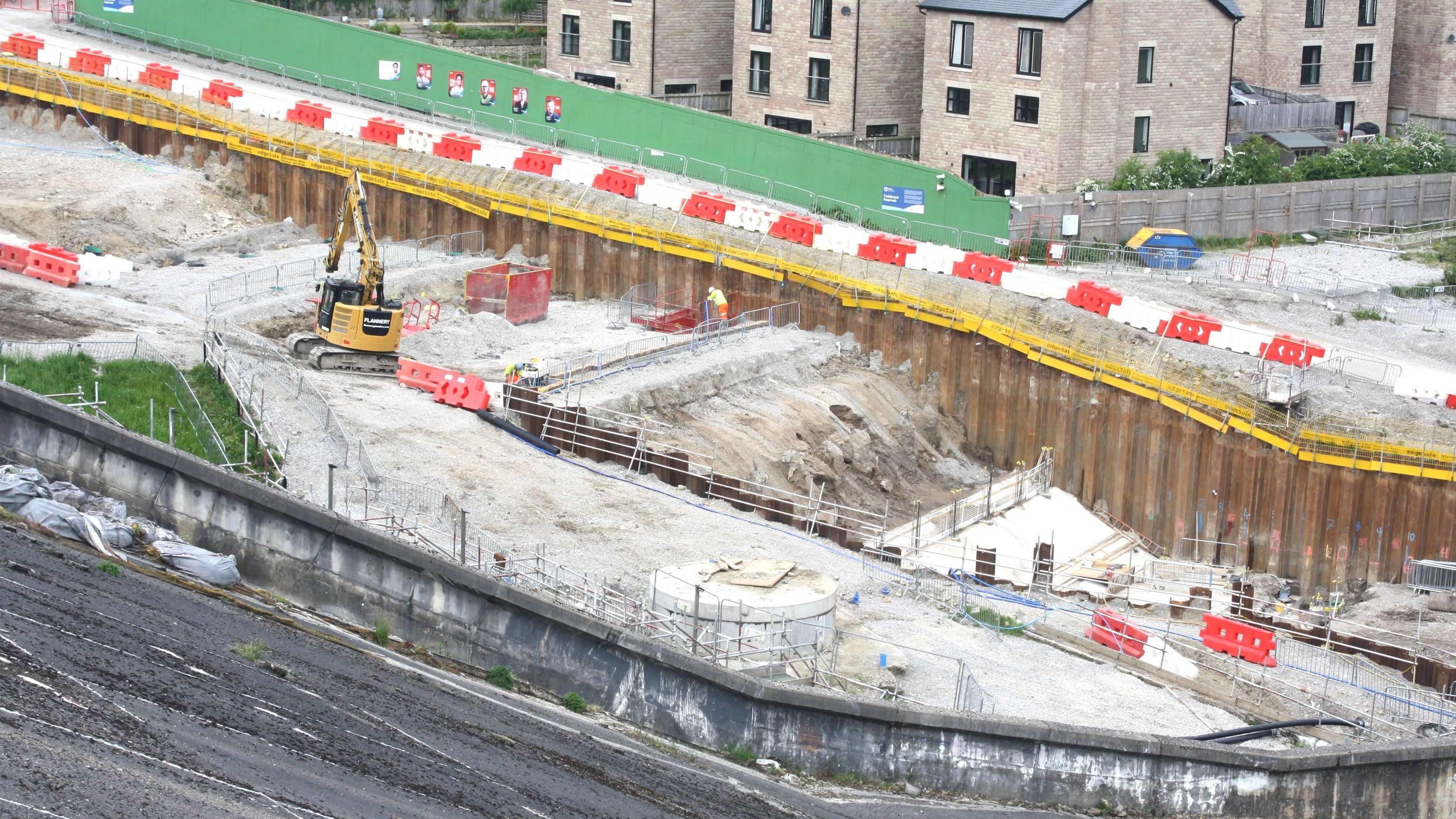 Construction work at Toddbrook Reservoir