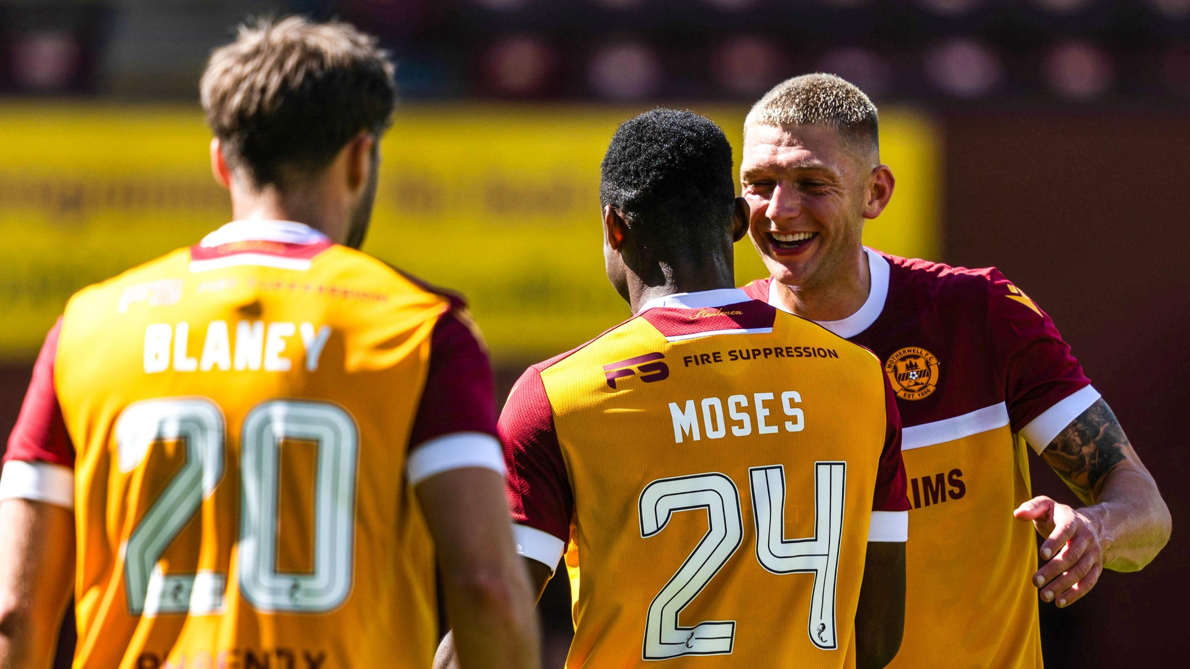 Motherwell players celebrating