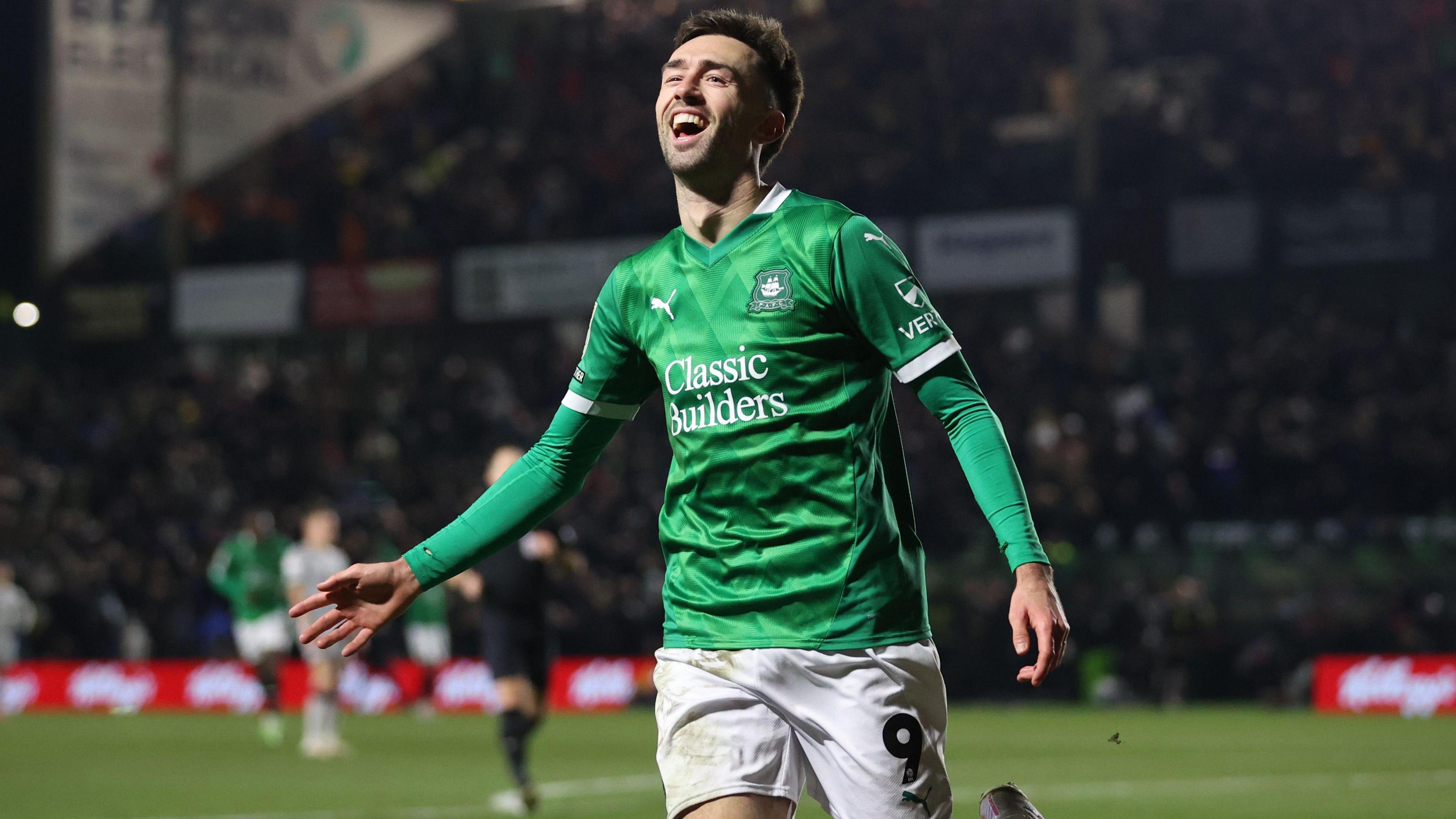 Plymouth's Ryan Hardie celebrates scoring against Millwall