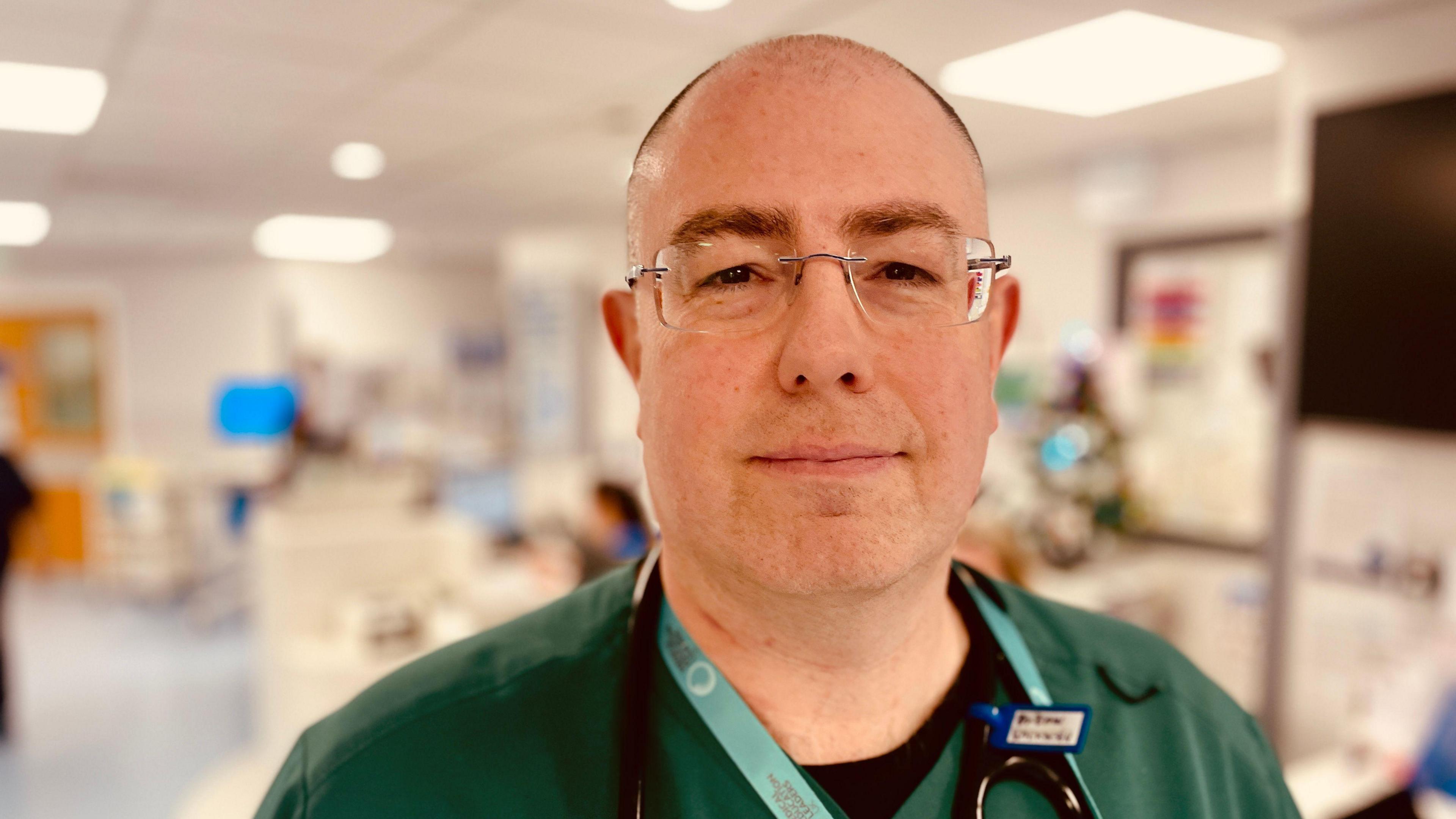 Doctor Ian Wilkinson standing in the frailty ward