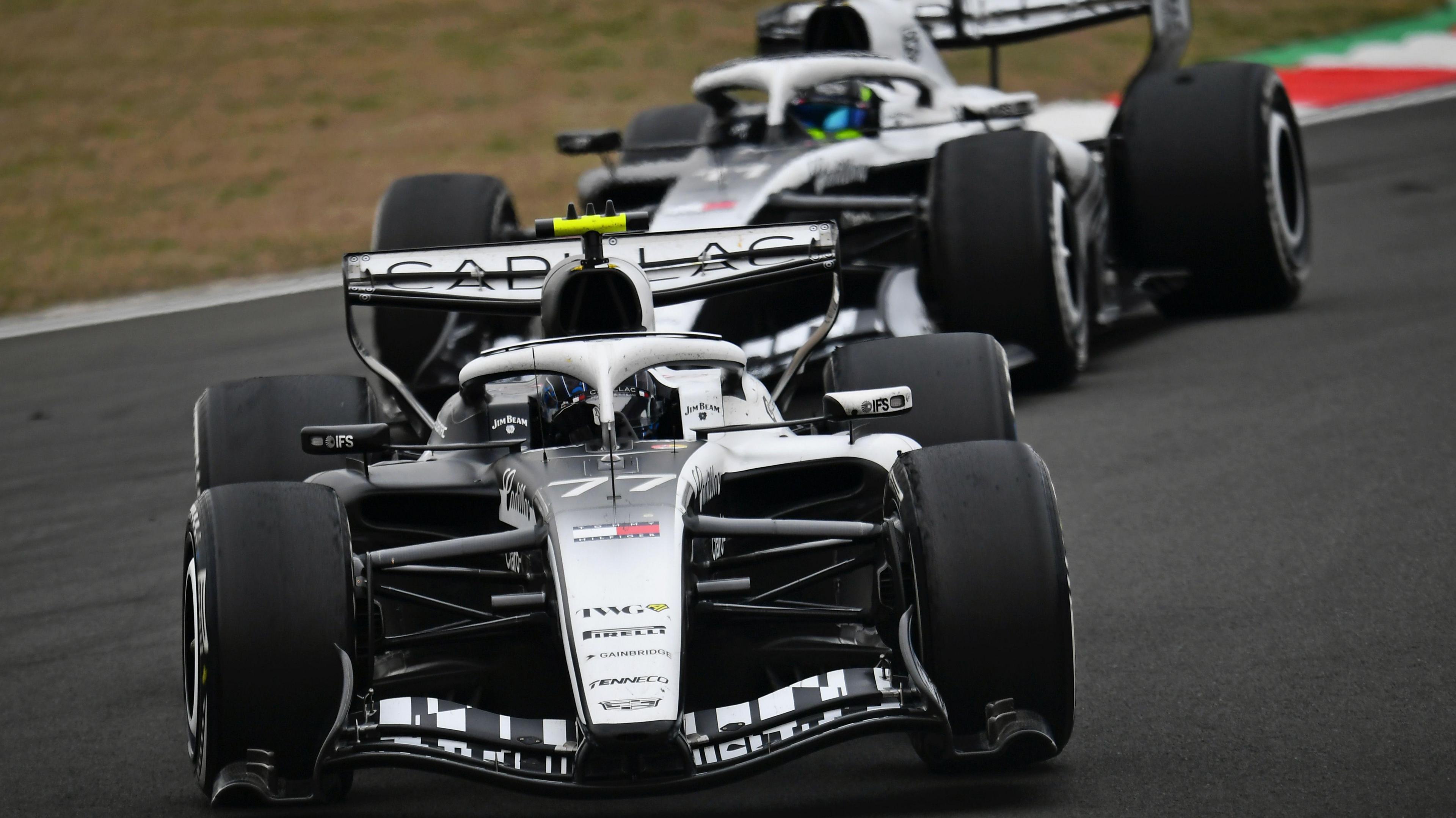 Cadillac's Valtteri Bottas with team-mate Sergio Perez right behind him during the Chinese Grand Prix