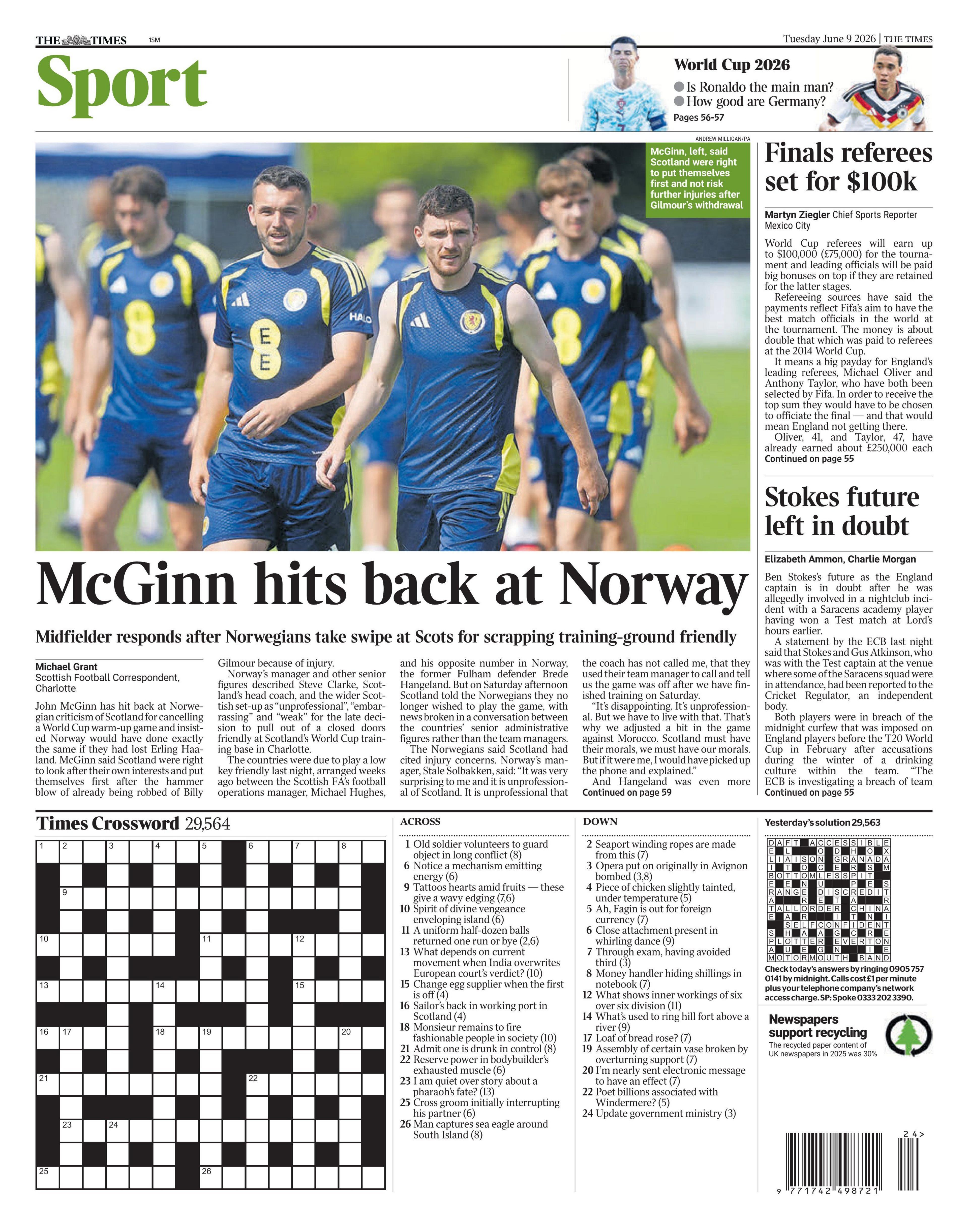 The Times back page