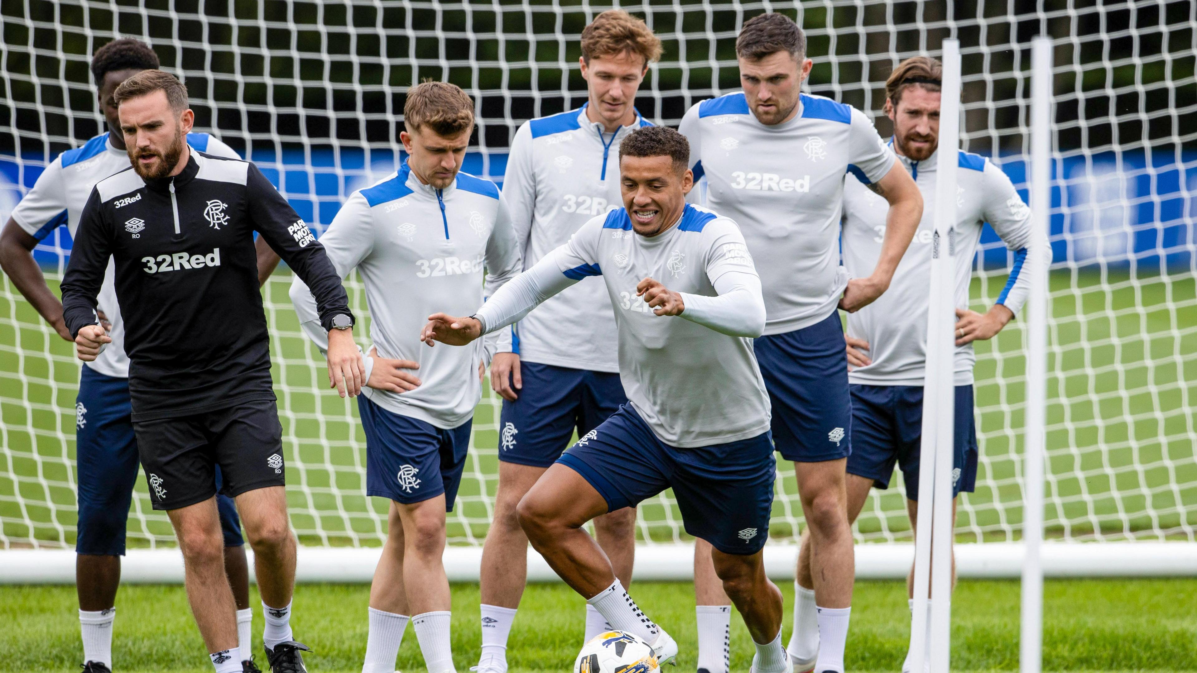 Rangers players in training