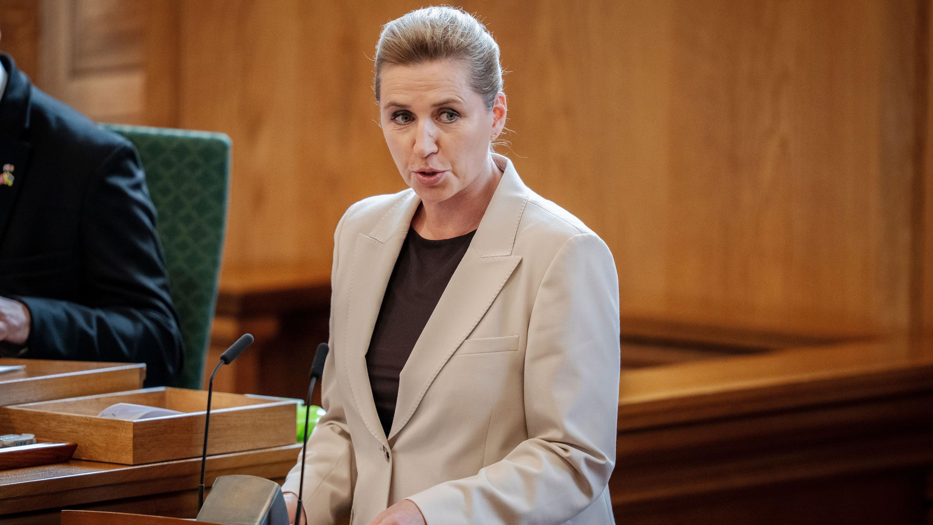 Danish Prime Minister Mette Frederiksen during the opening of the Danish parliament Folketing at Christiansborg Palace in Copenhagen