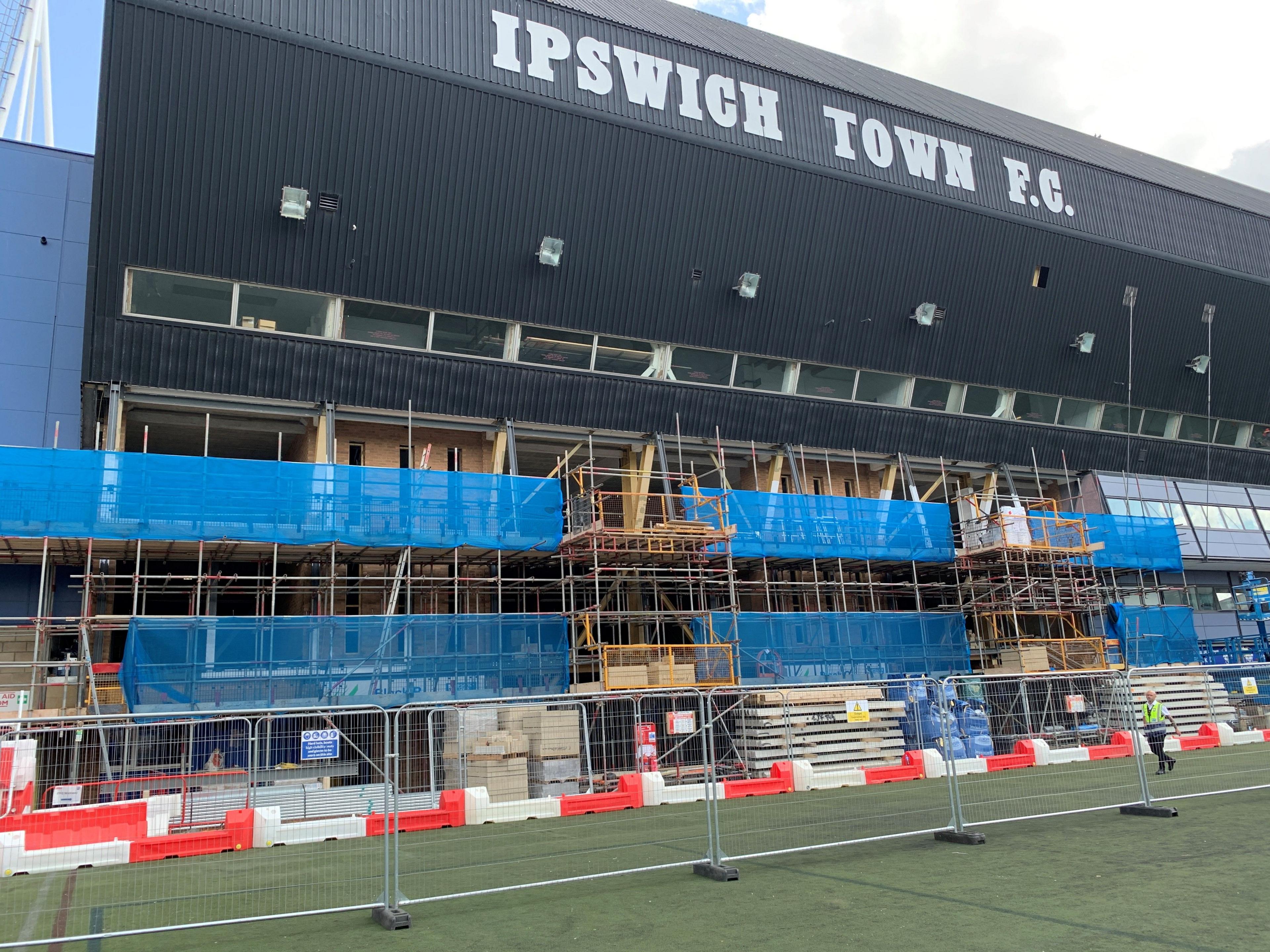 Work to create new executive boxes at Portman Road 