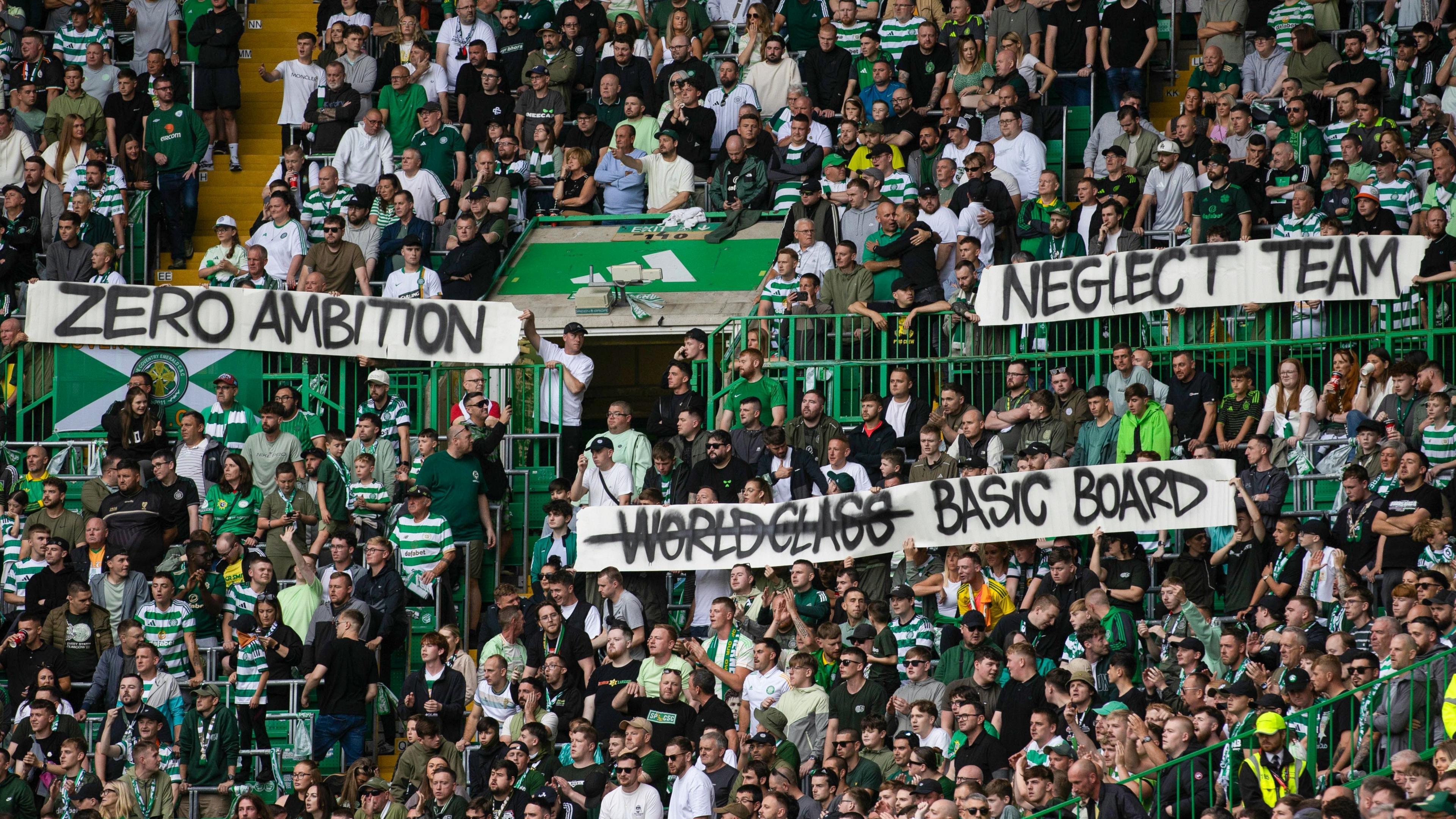 Celtic fans display banners