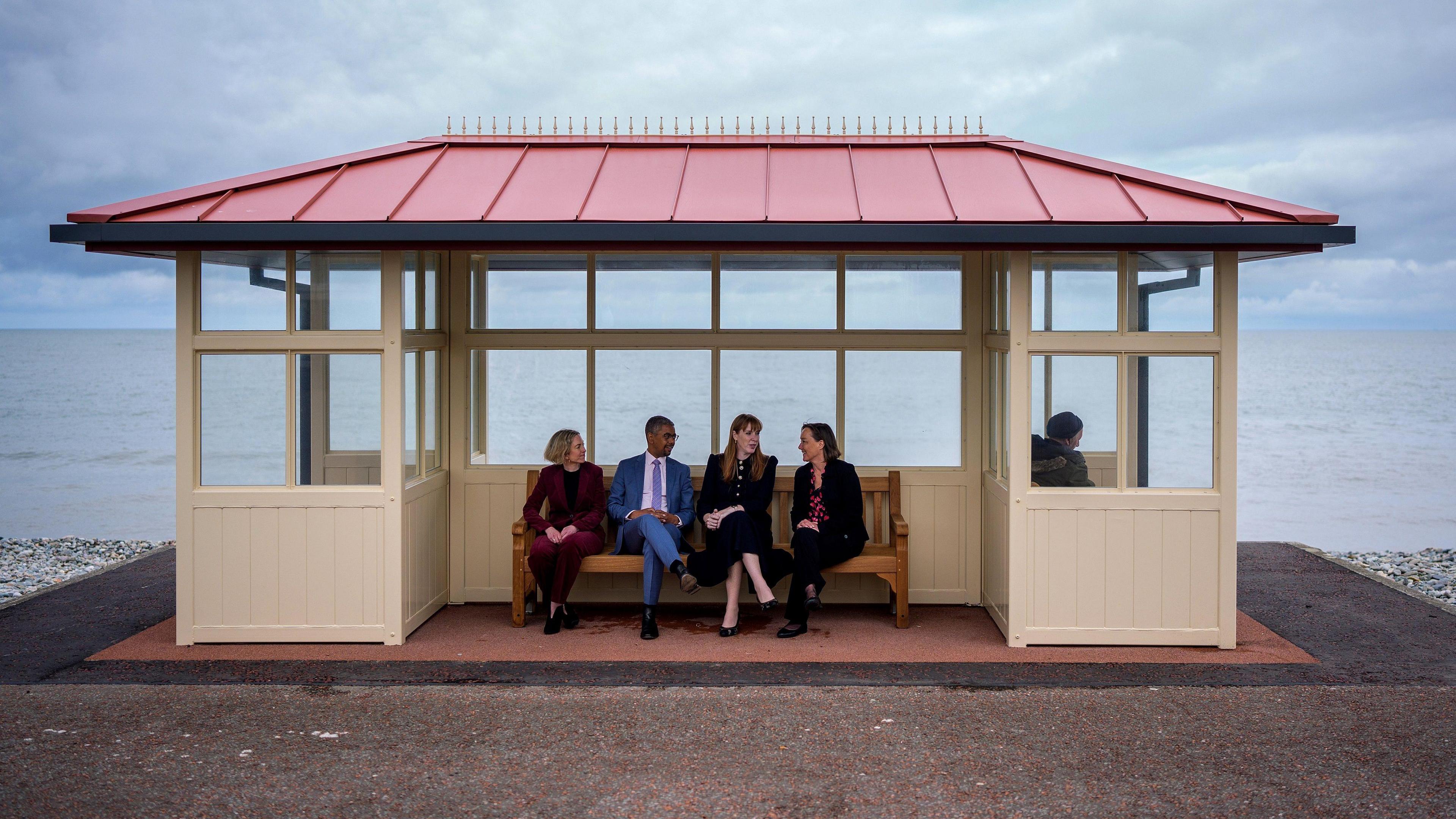 Welsh Labour depicted at a shelter in Llandudno