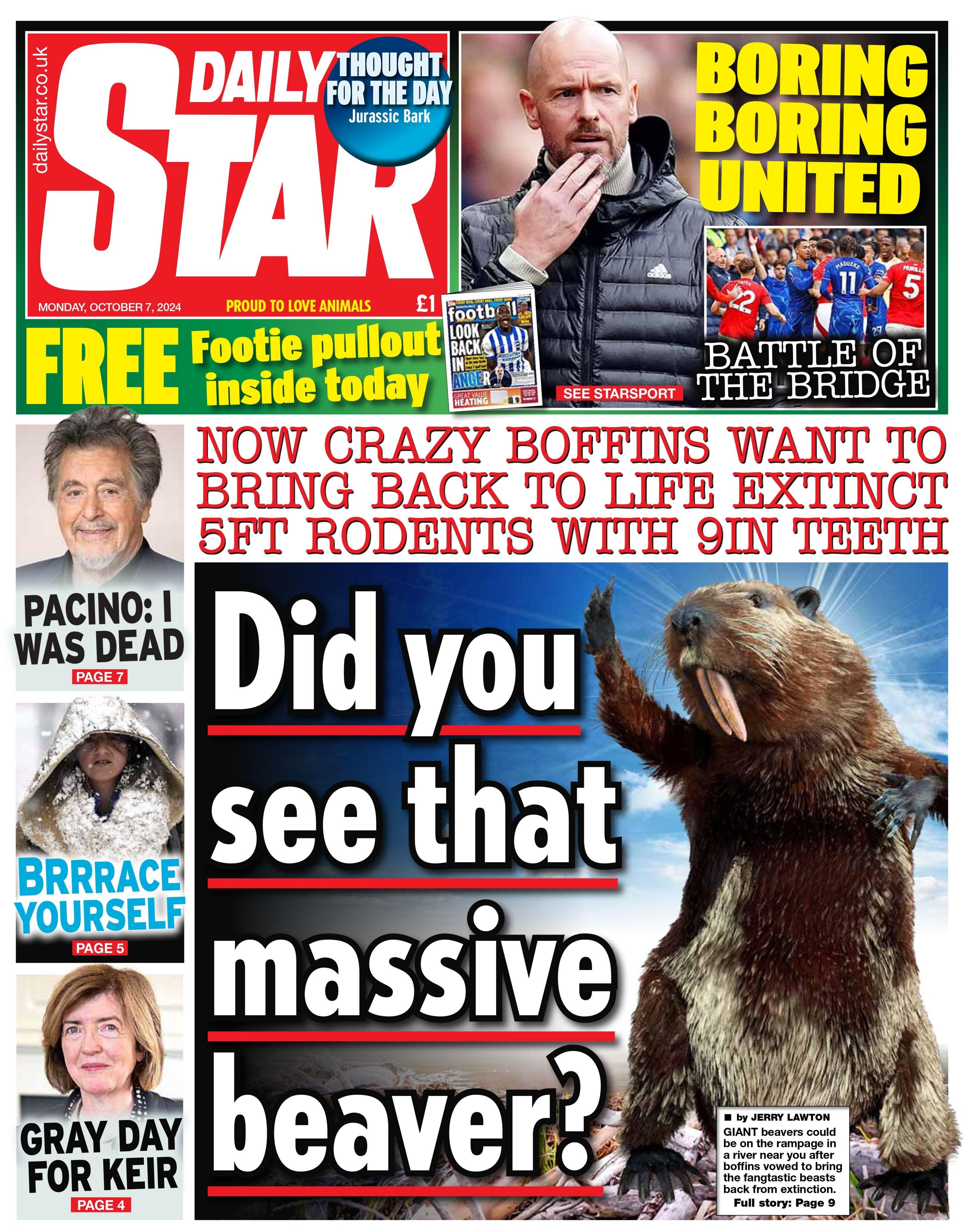 The front page of the Daily Star