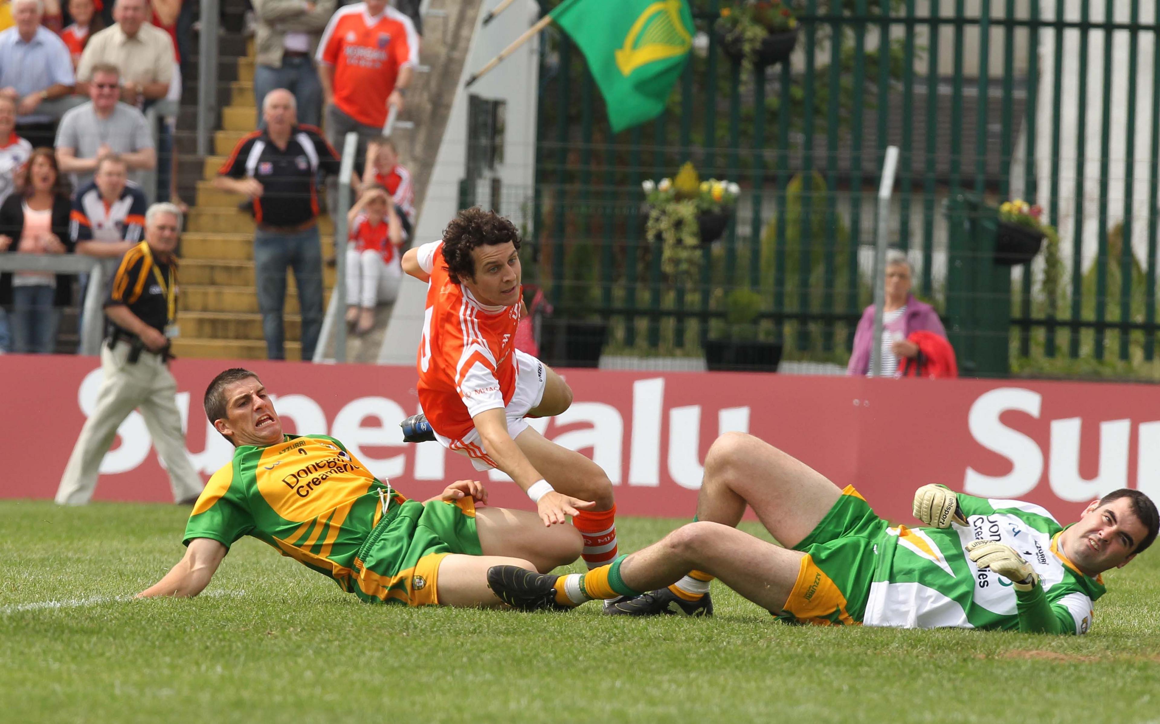 Jamie Clarke scores one of Armagh's goals in the 2-14 to 0-11 qualifier win over Donegal at Crossmaglen in 2010