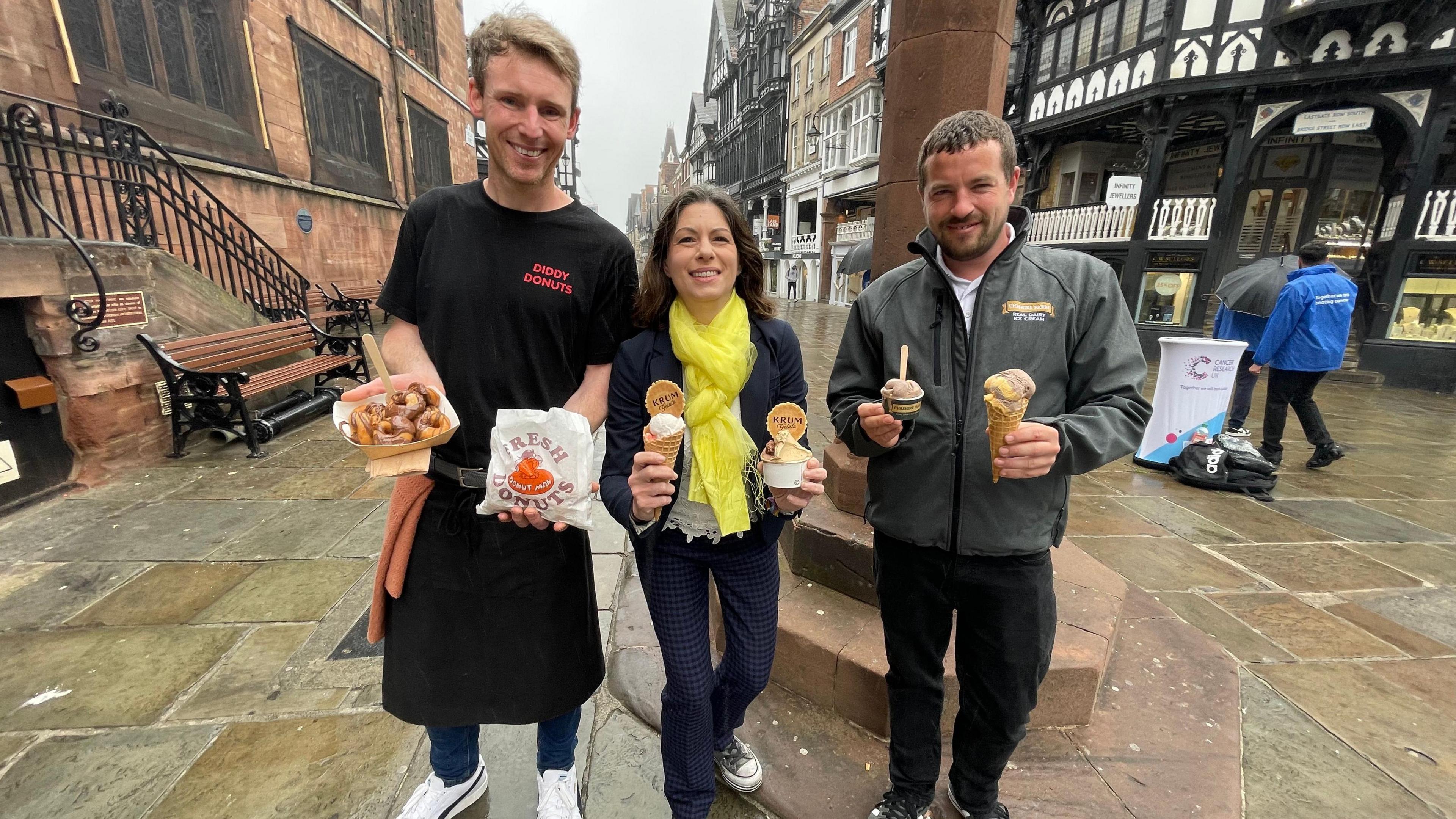 From left: Craig Fermor, from Diddy Donuts; Valentina Aviotti, from Krum Gelato and Stephen Young; from Cheshire Farm Ice Cream