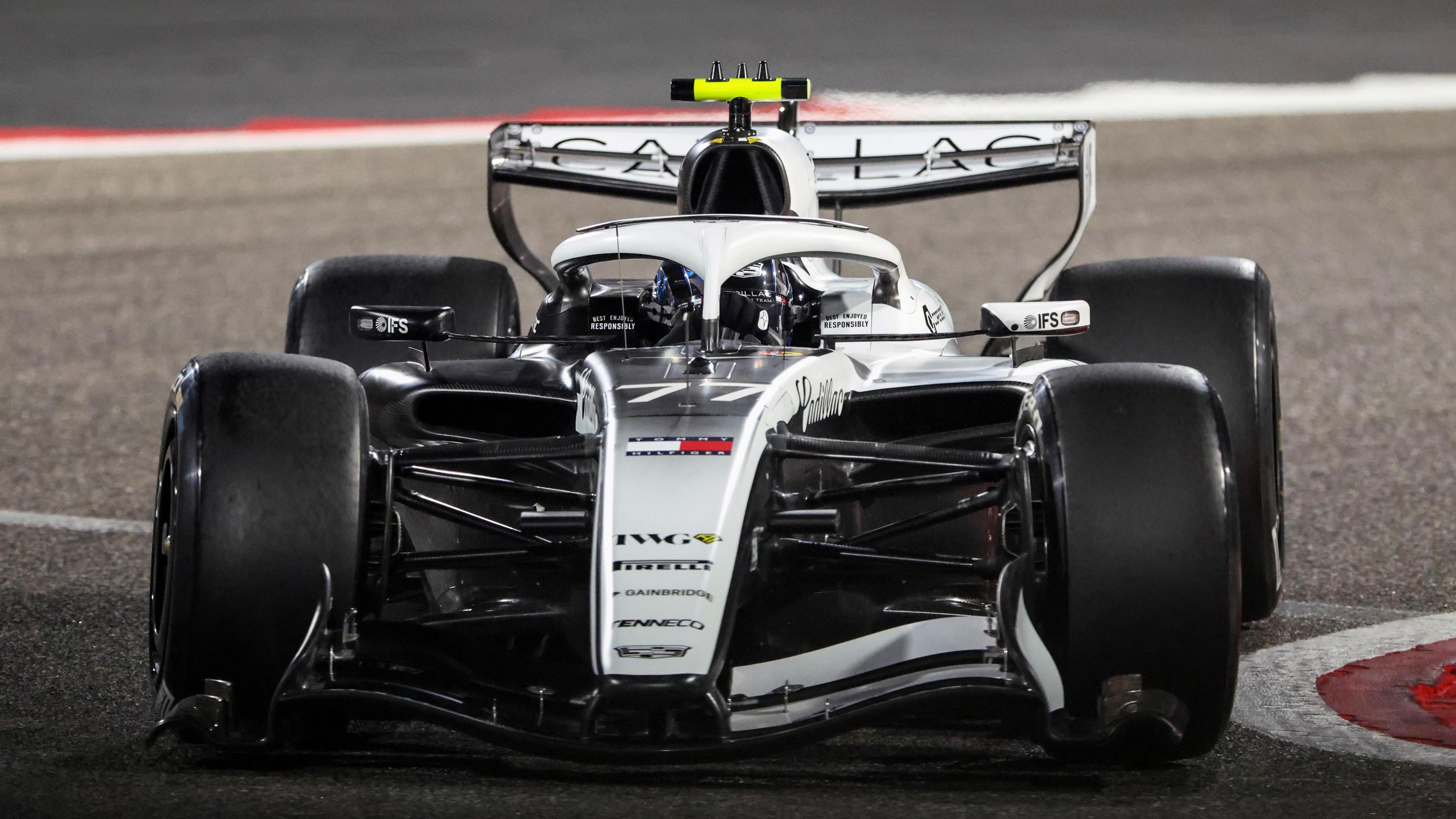 Valtteri Bottas drives the Cadillac F1 car during pre-season testing in Bahrain