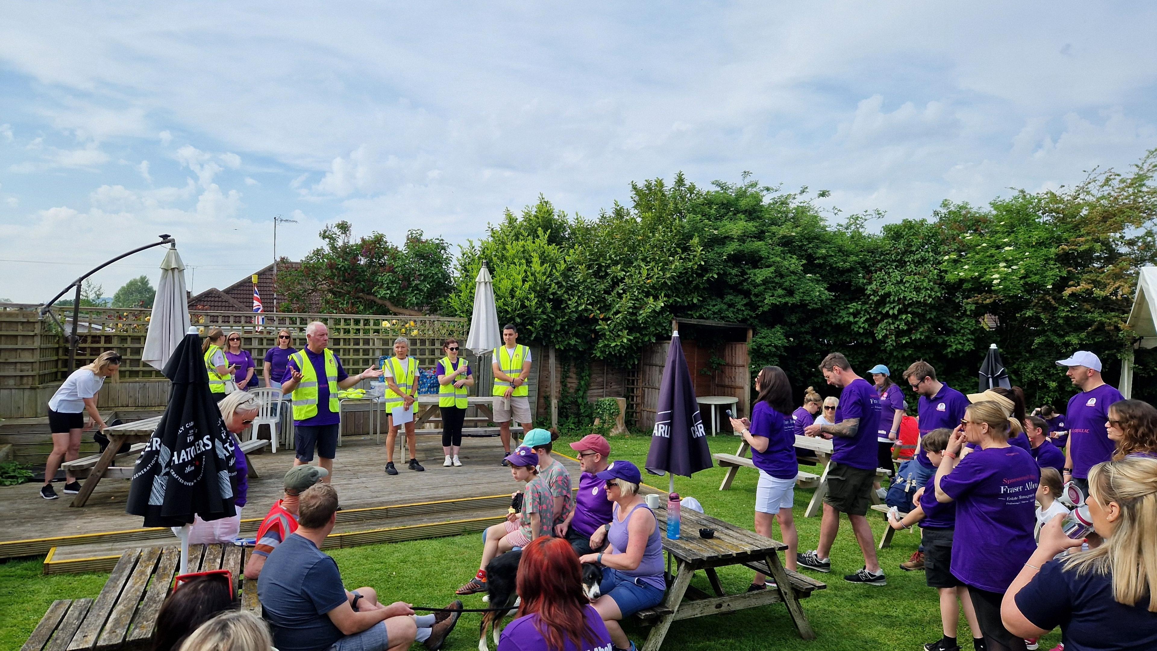 Walk4Hollie meeting in a pub garden