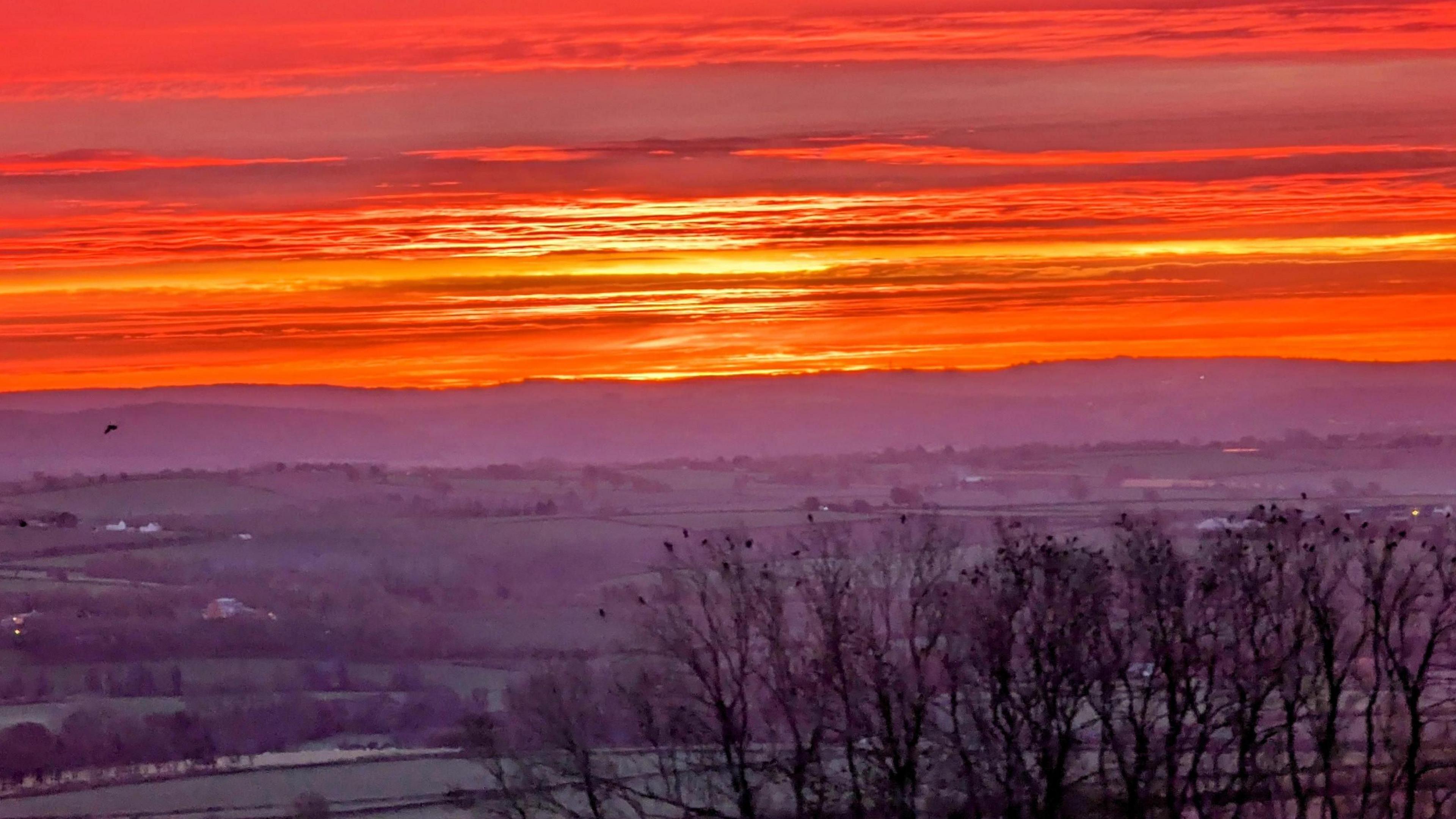 Orange sky captured in Herefordshire