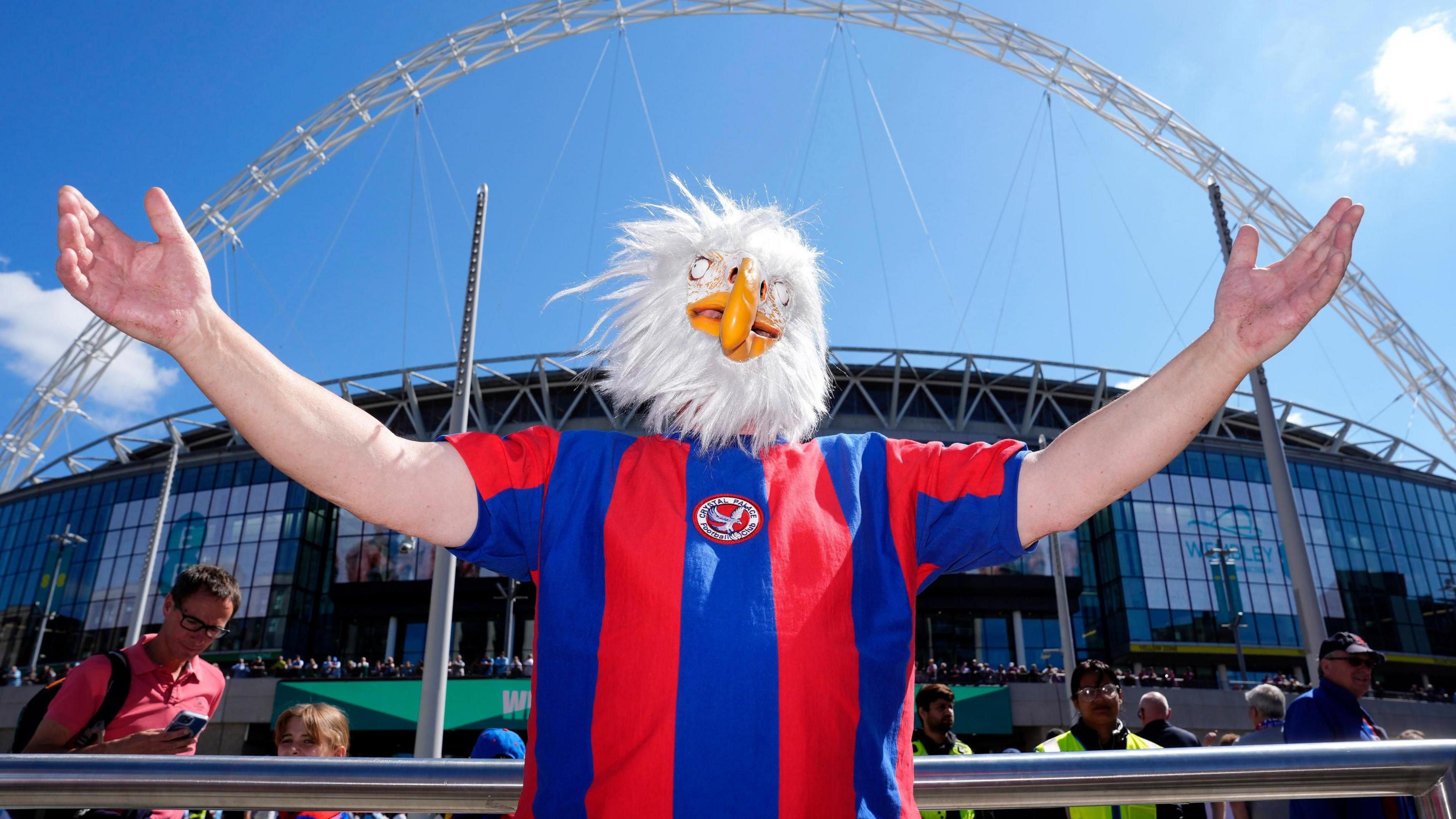 A man in a fancy dress Eagle costume