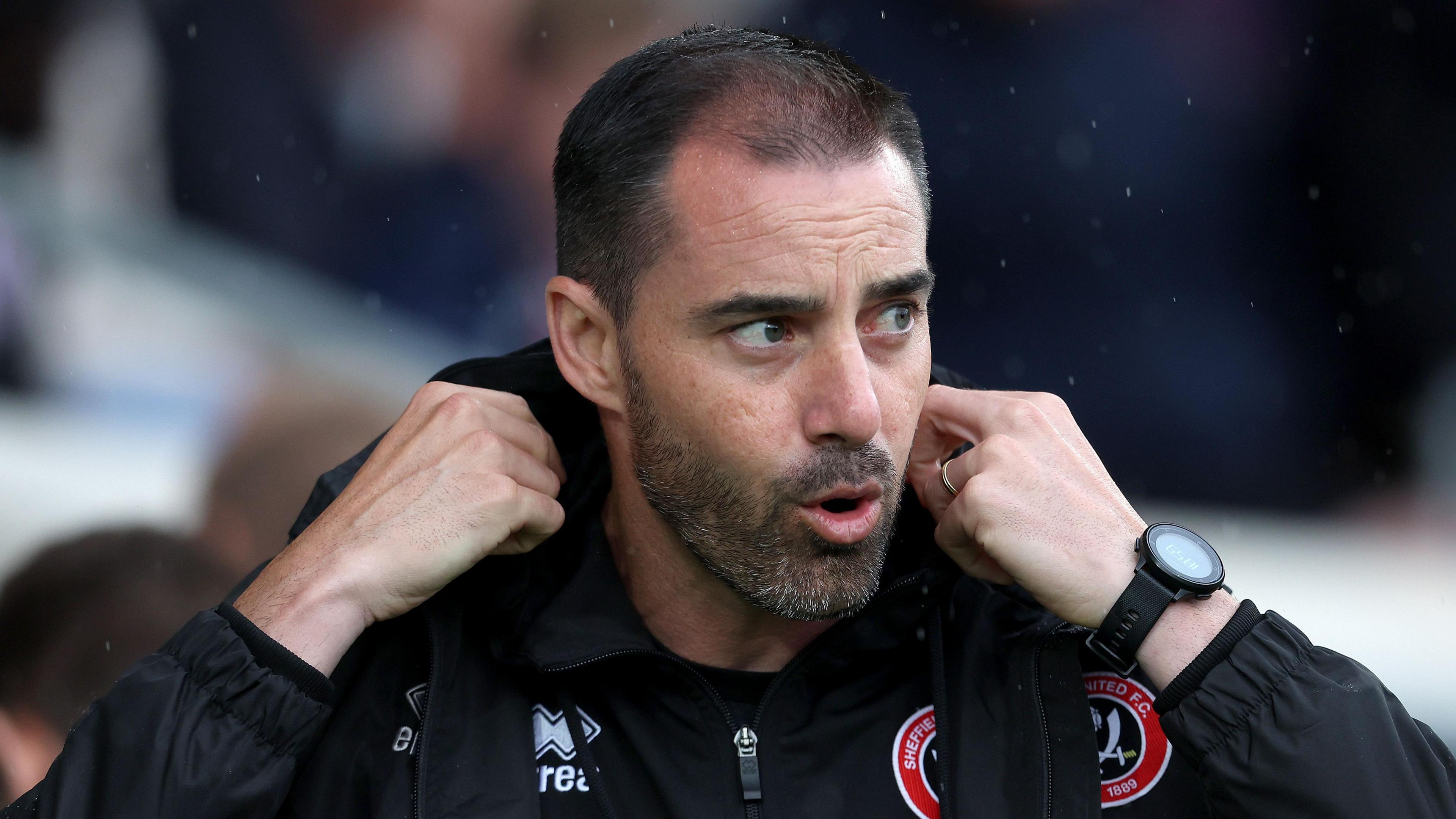 A close up of Ruben Selles watching Sheffield United