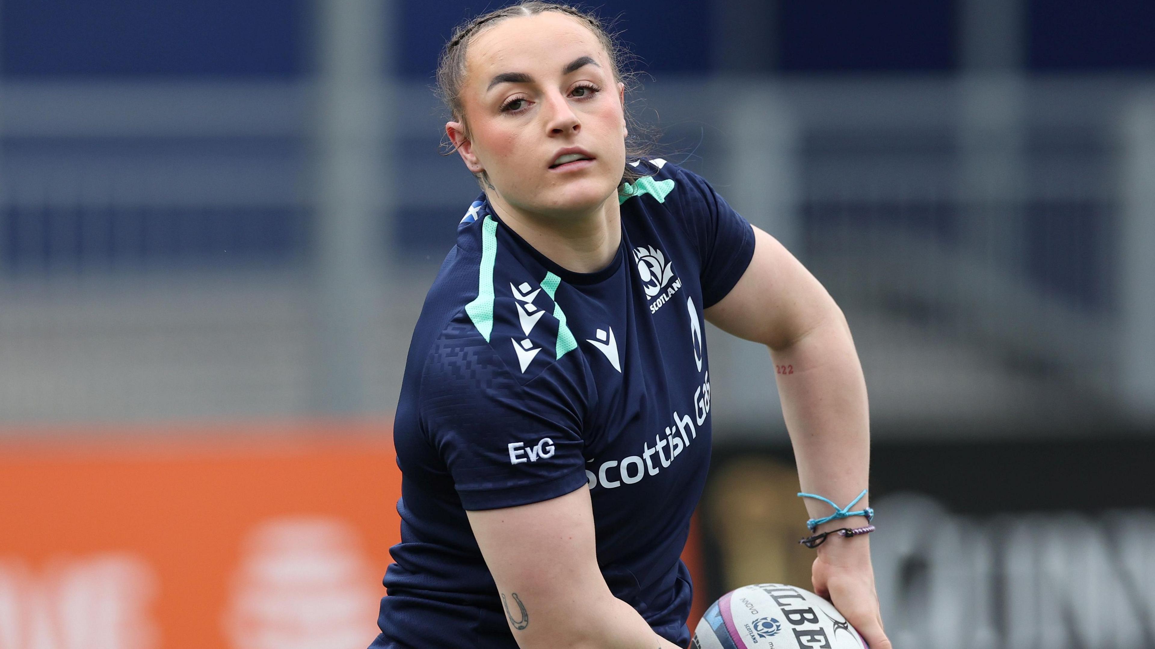 Evie Gallagher playing for Scotland