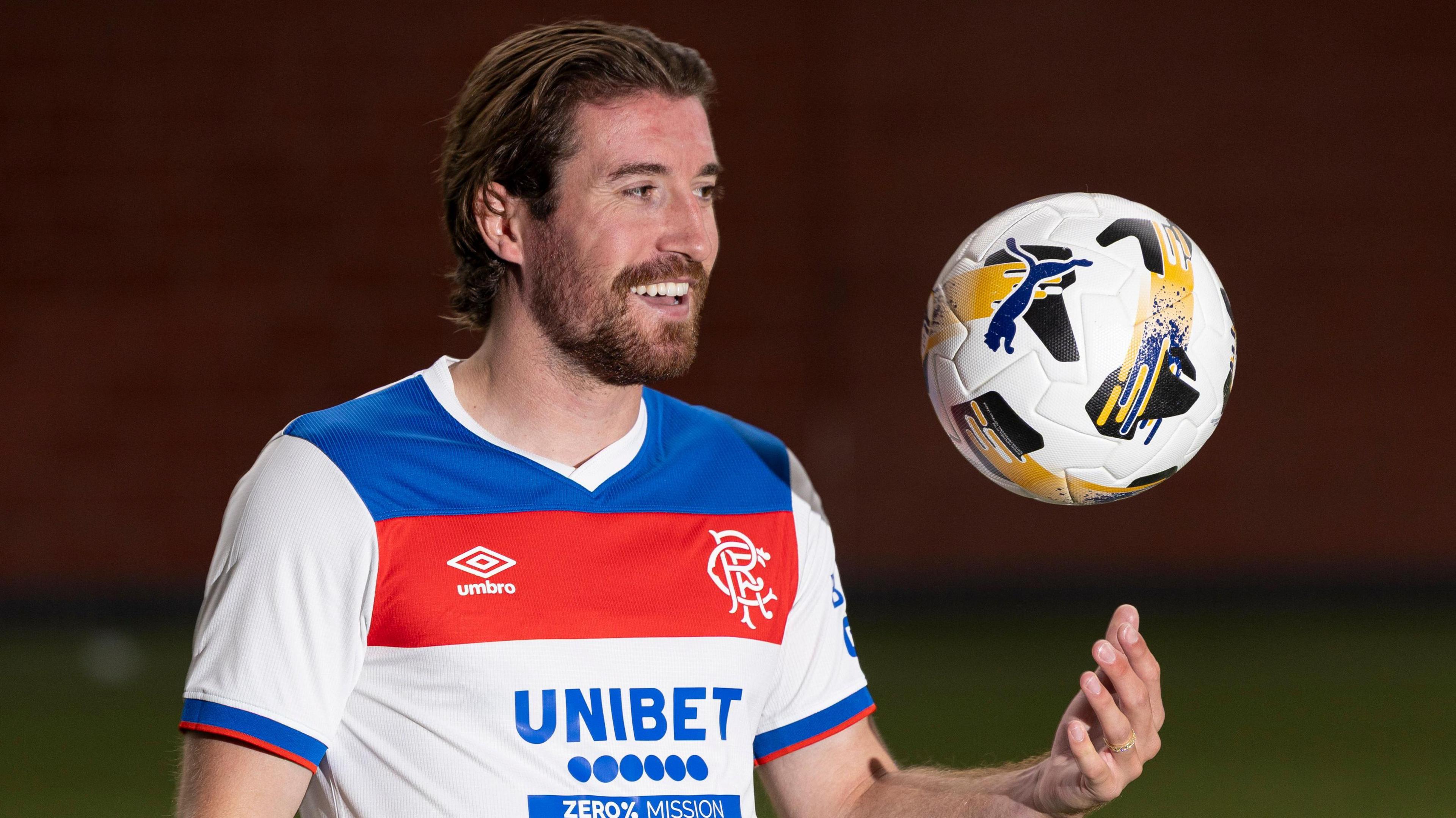 Joe Rothwell is pictured during a Rangers photocall at the Rangers Training Centre