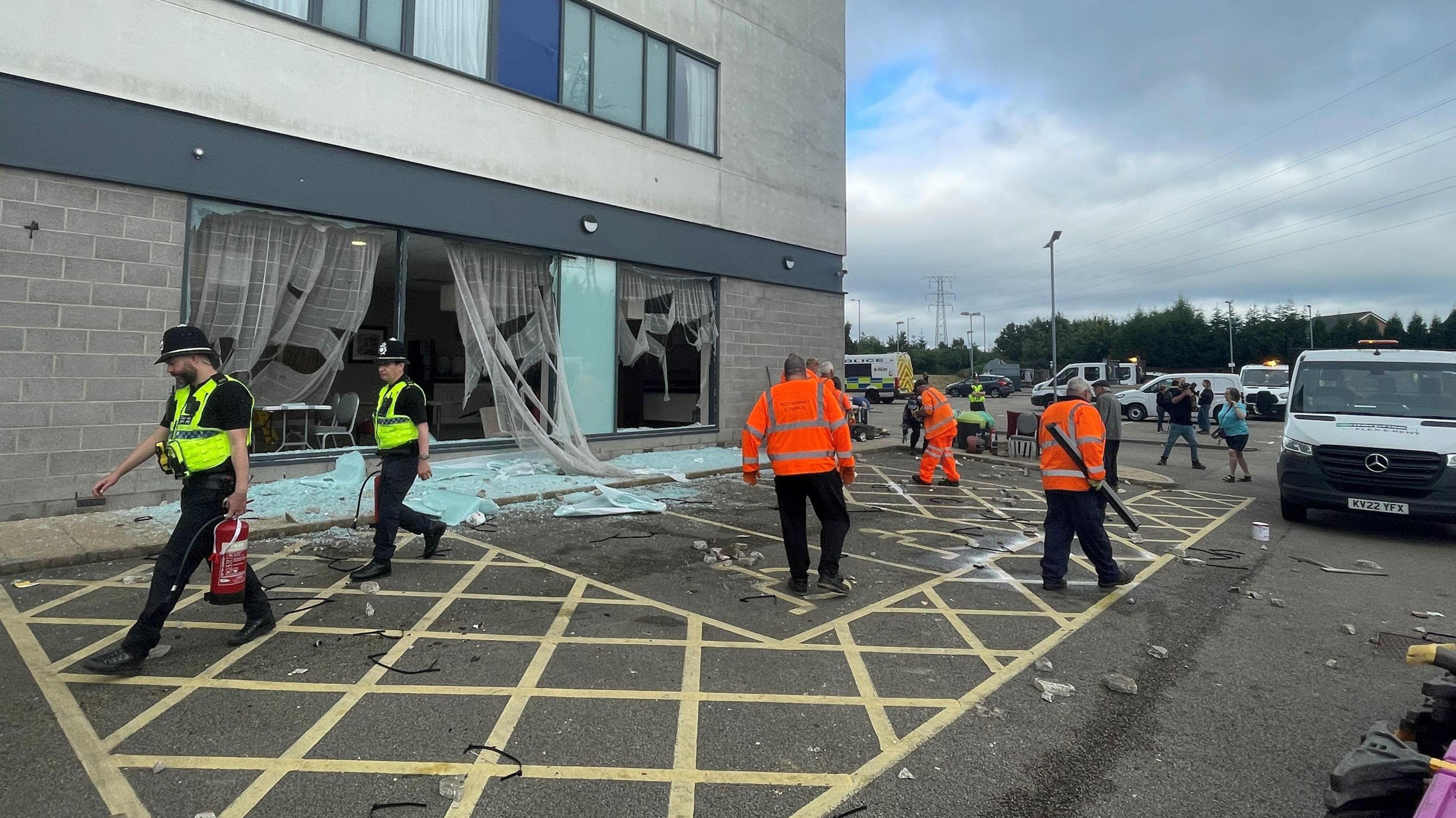 Windows damaged in the hotel