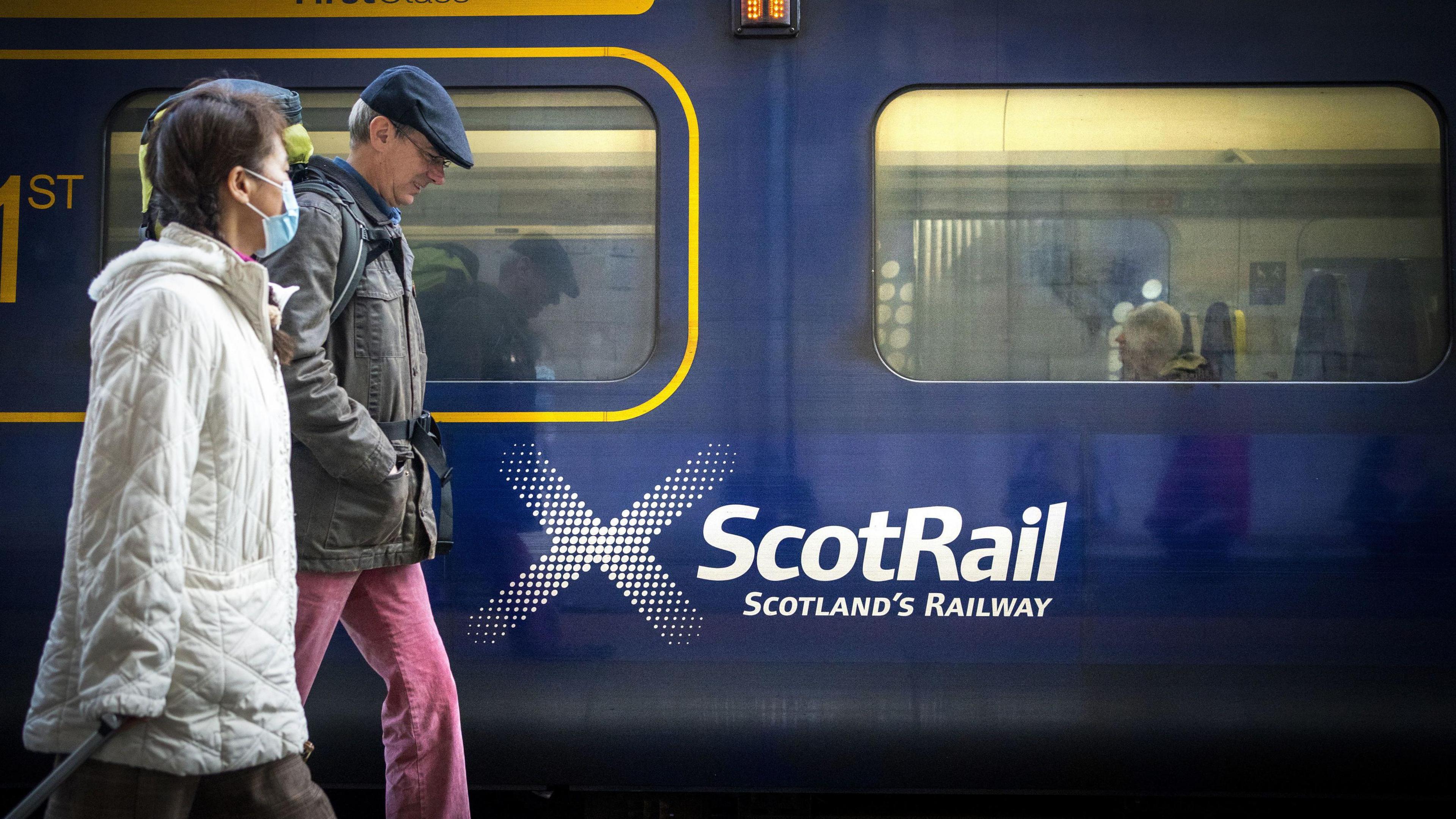 Scotrail train and comuters