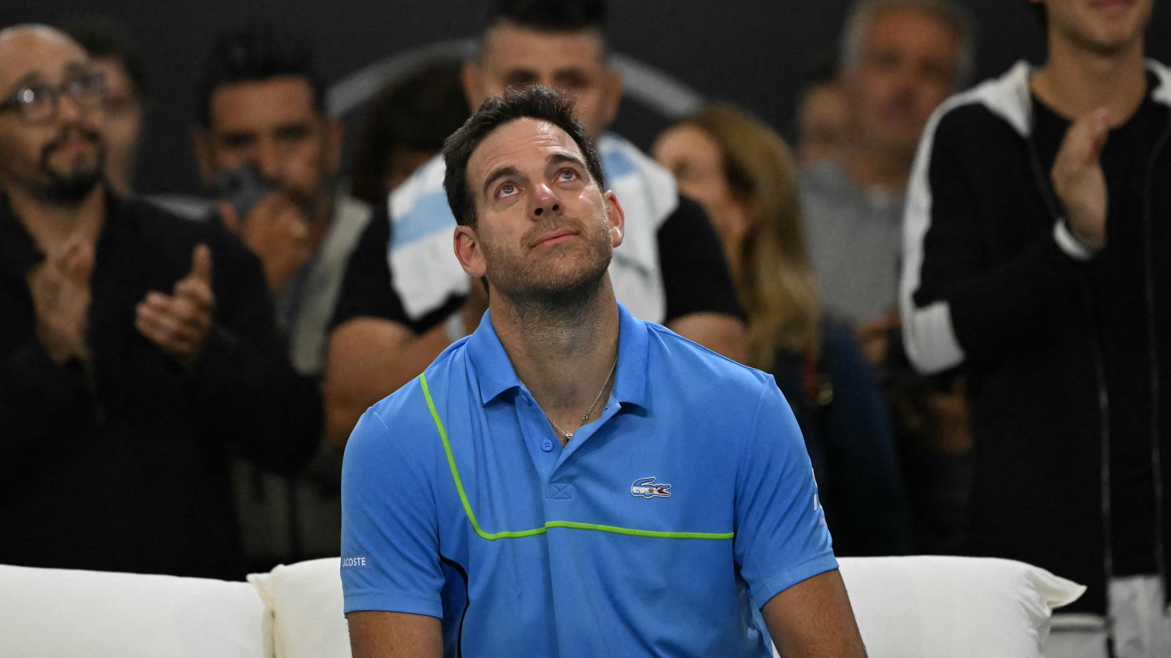 Juan Martin del Potro reacts to the crowd at his farewell match