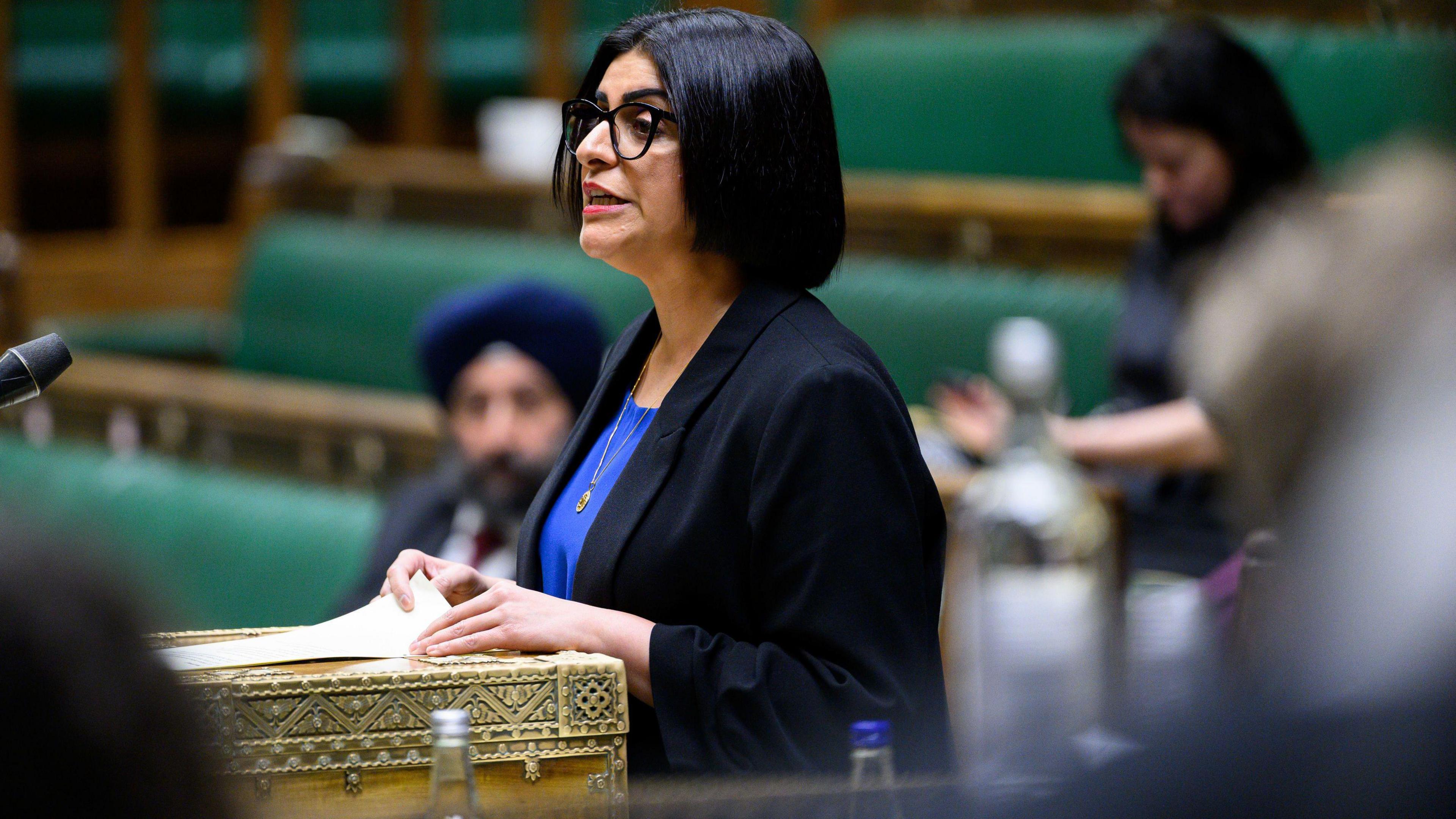 Sekretarja e Brendshme Shabana Mahmood duke folur në kutinë e dërgesave në Dhomën e Komunave.