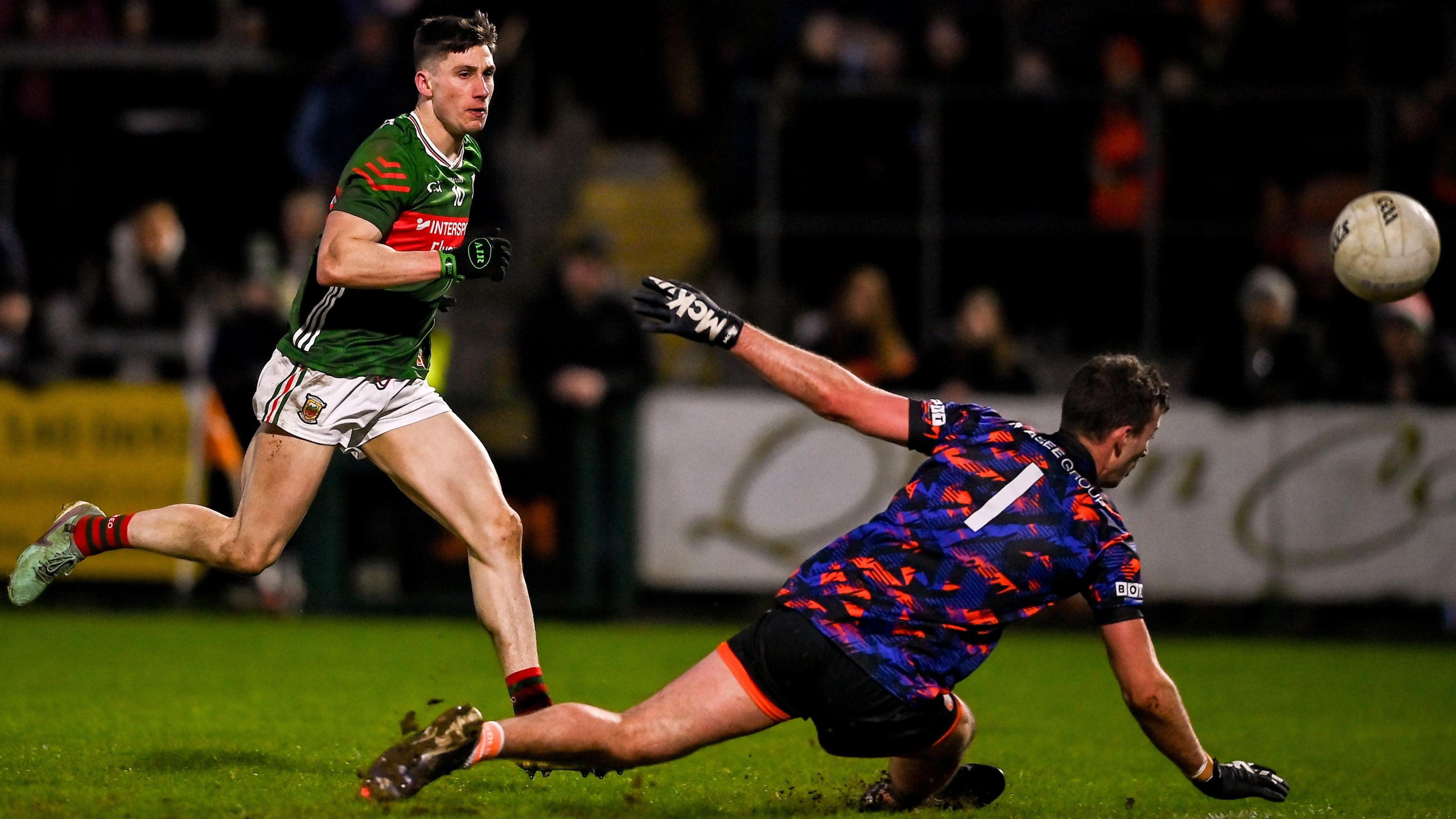 Davitt Neary scores Mayo's second-half goal at the Athletic Grounds