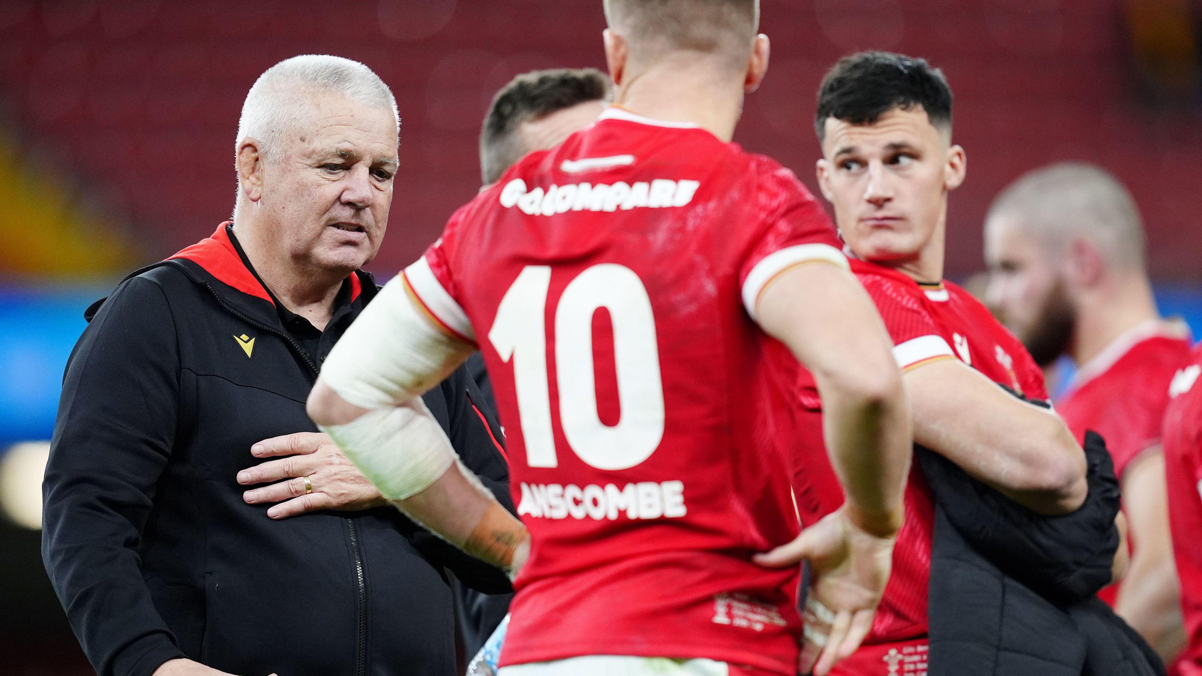 Wales head coach Warren Gatland (left) reacts after the Autumn International match at the Principality Stadium, Cardiff.