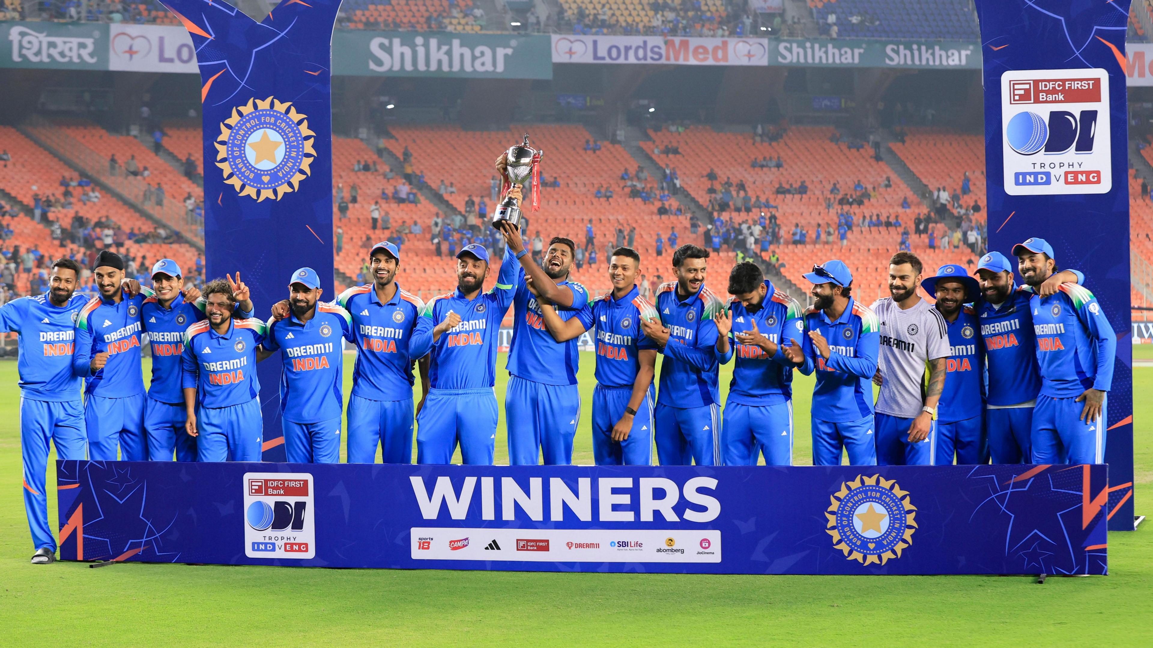 India with the ODI series trophy