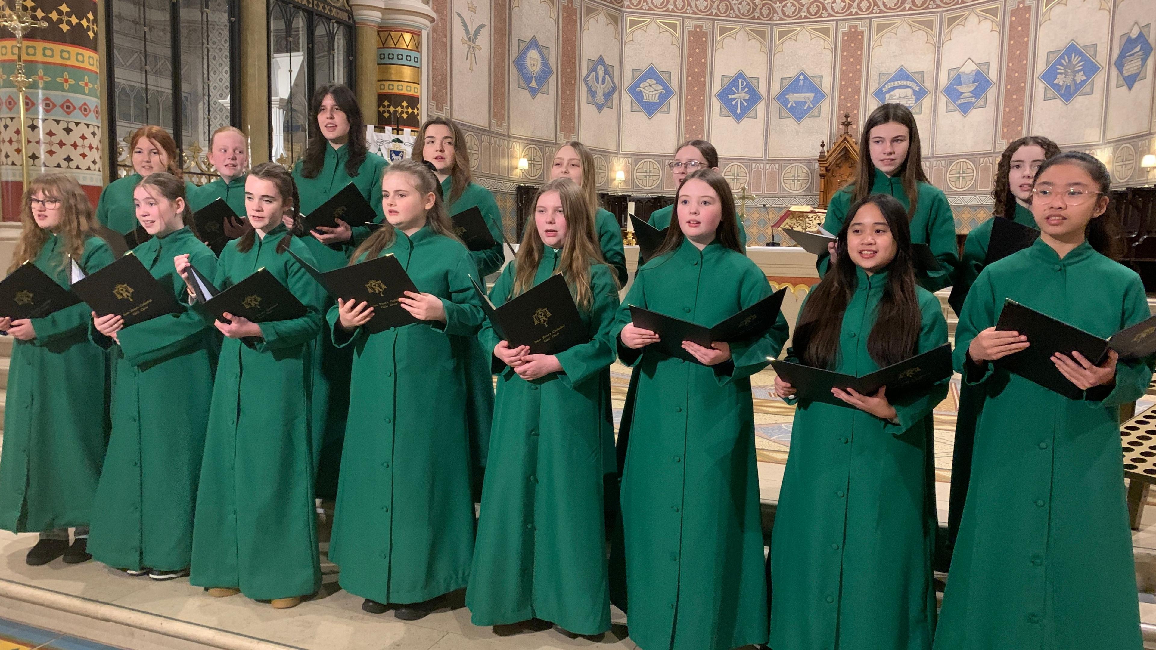 A choir of girls from St Peter's Cathedral