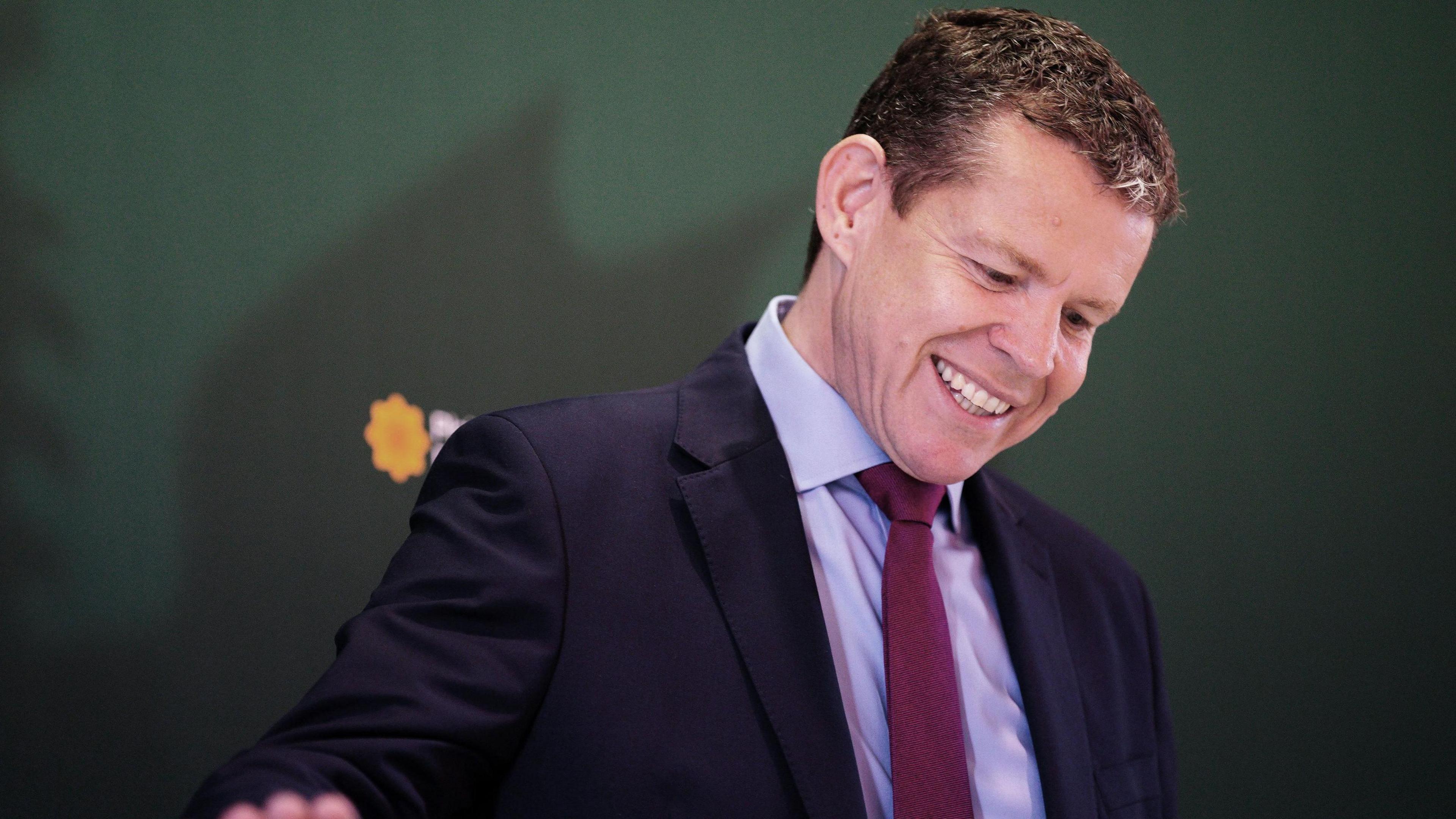 A smiling Rhun ap Iowerth at the launch of Plaid Cymru's general election manifesto