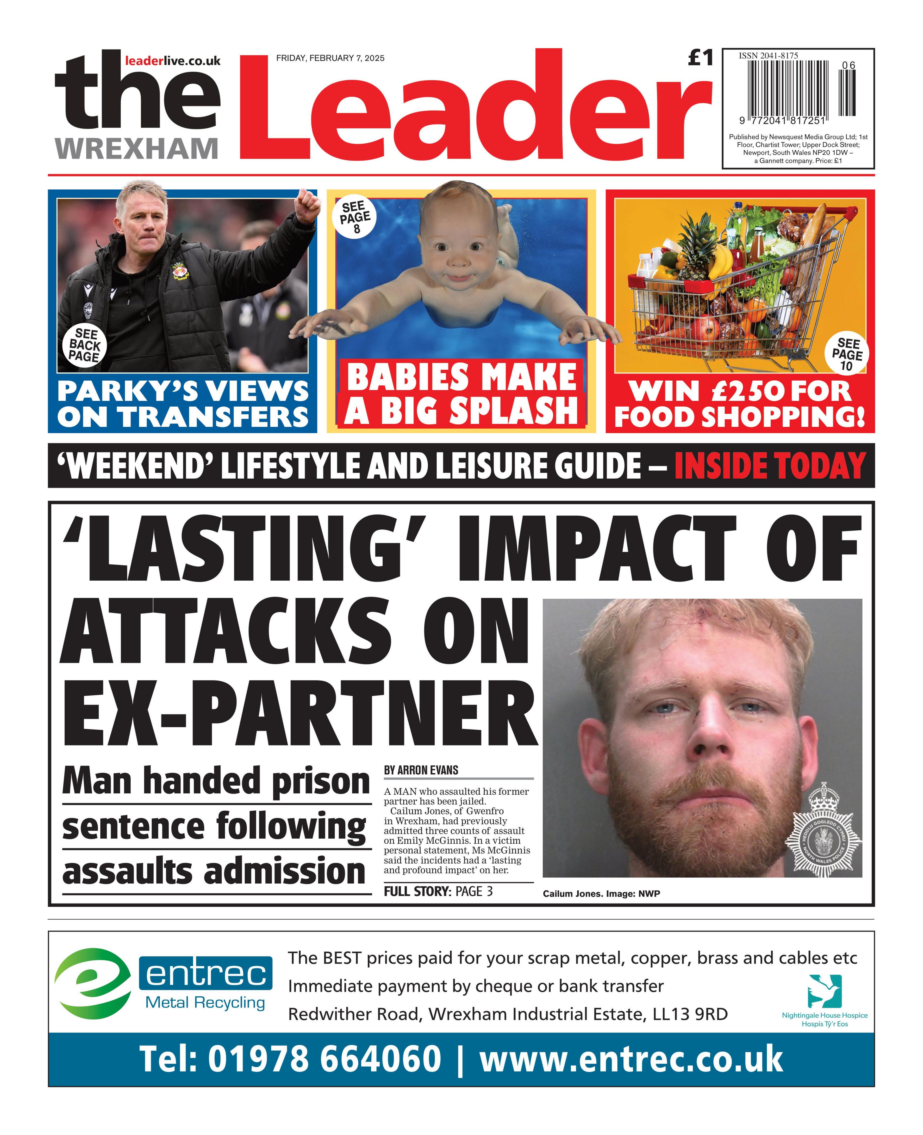 Front page of The Wrexham Leader