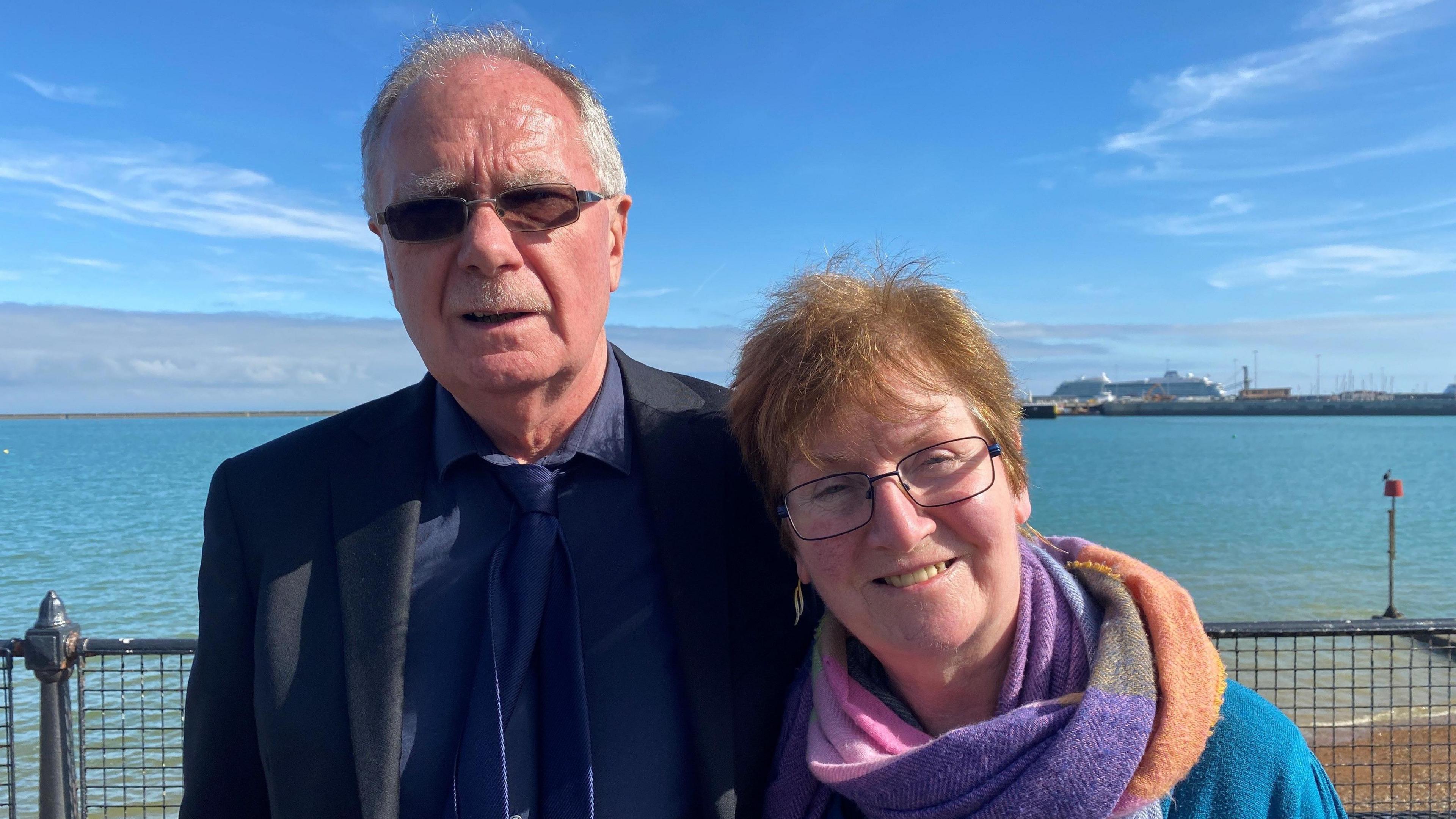 Bill and Marie Kirk by the sea in Dover