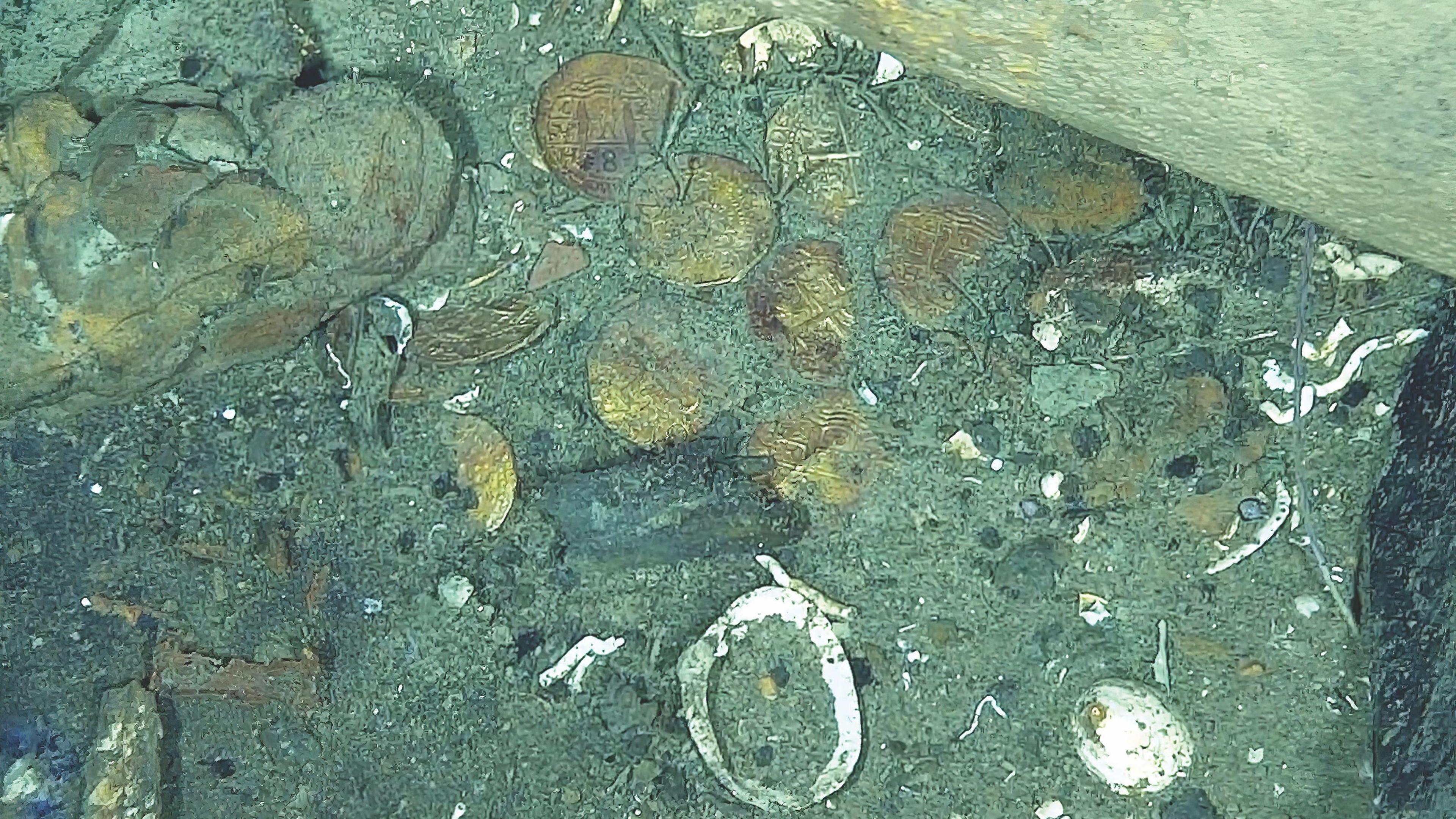 Coins discovered in the shipwreck