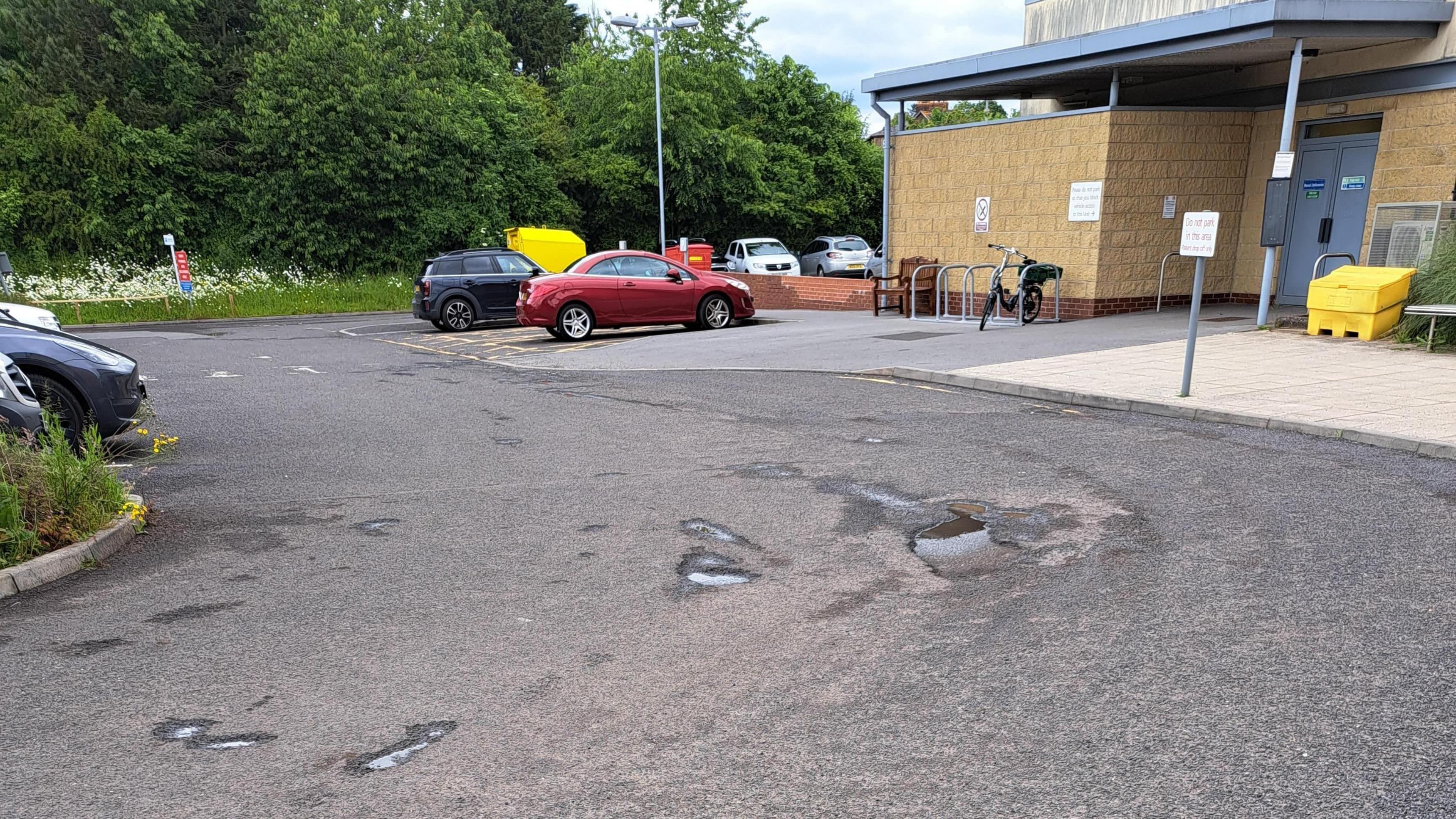 The potholes outside of Frome Community Hospital