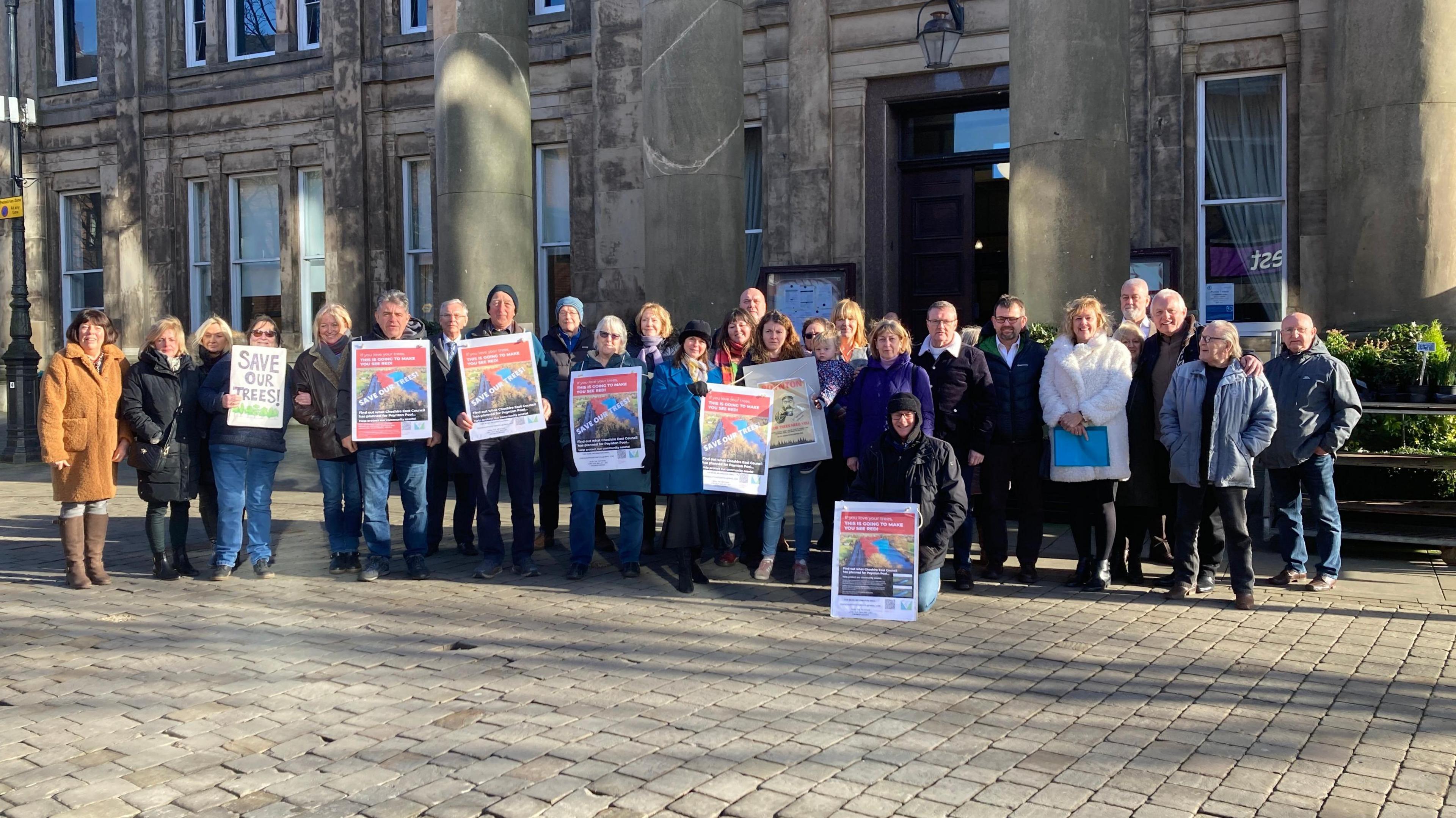 Friends of Poynton Pool campaigners outside Macclesfield town hall