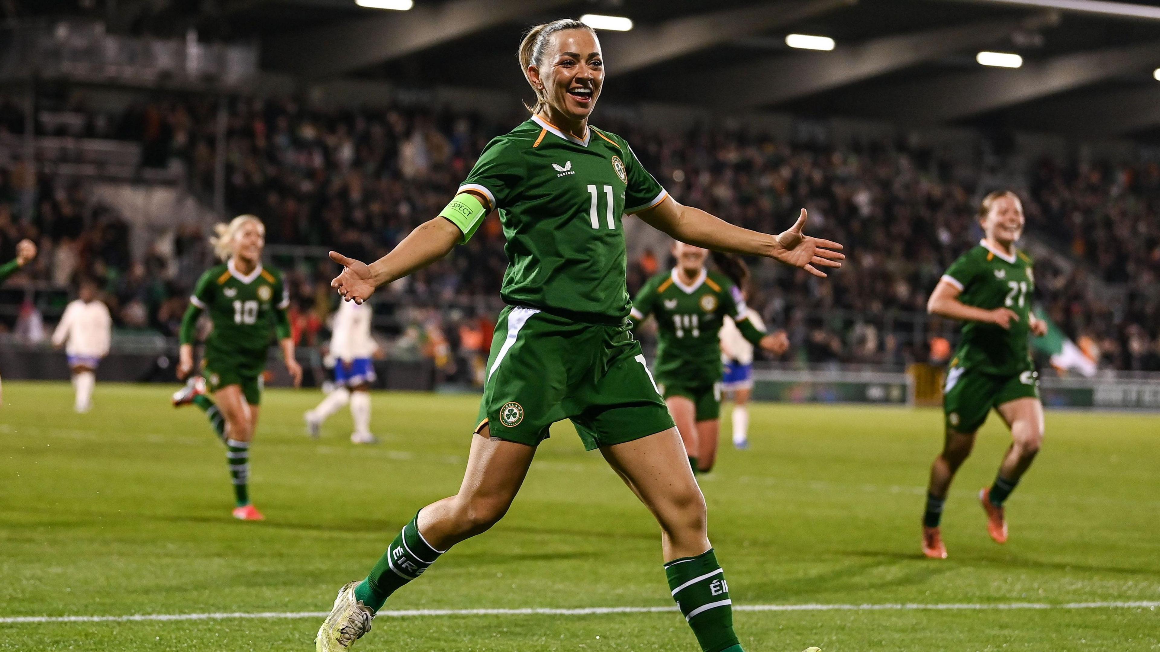 Katie McCabe celebrates