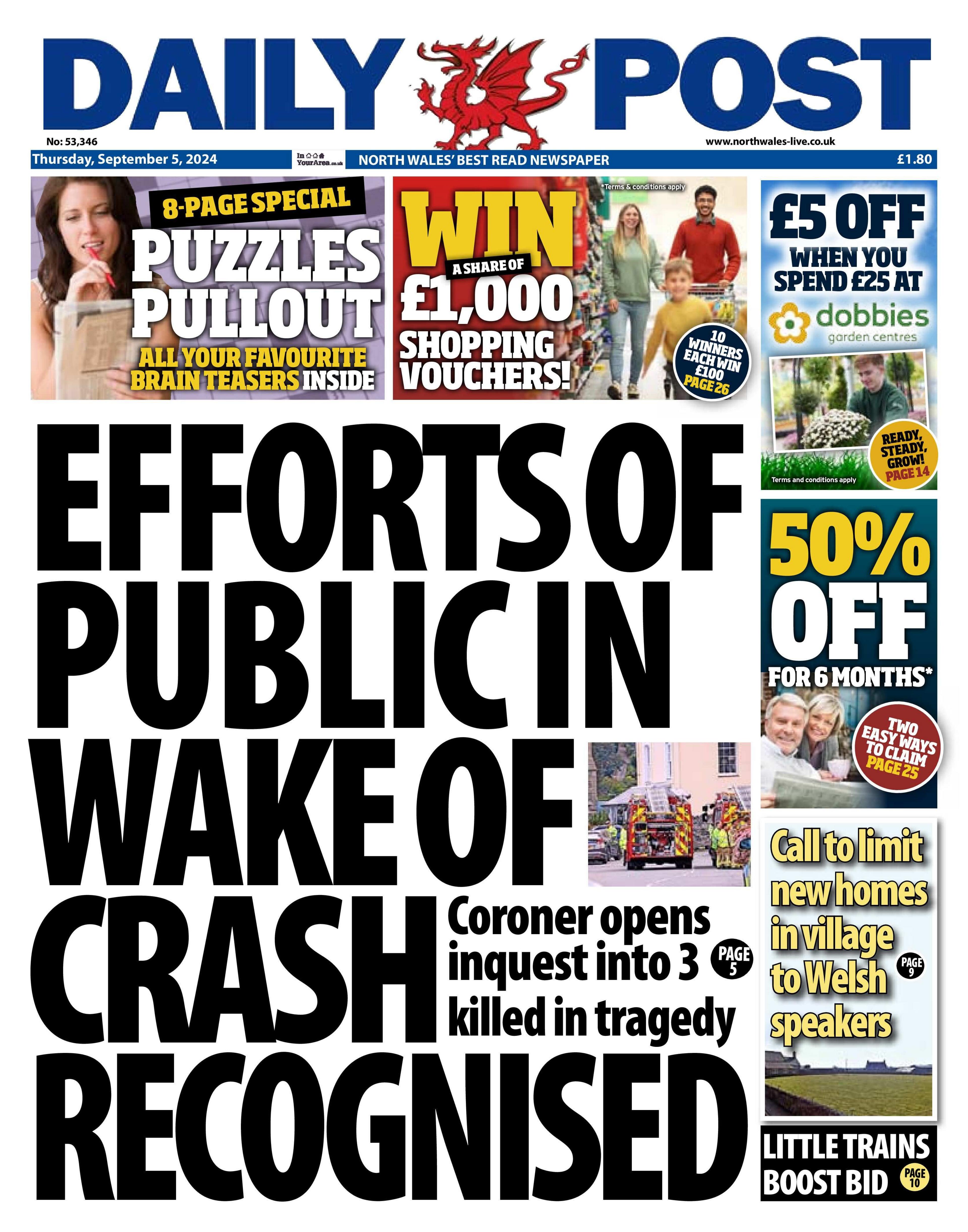 Front page of the Daily Post