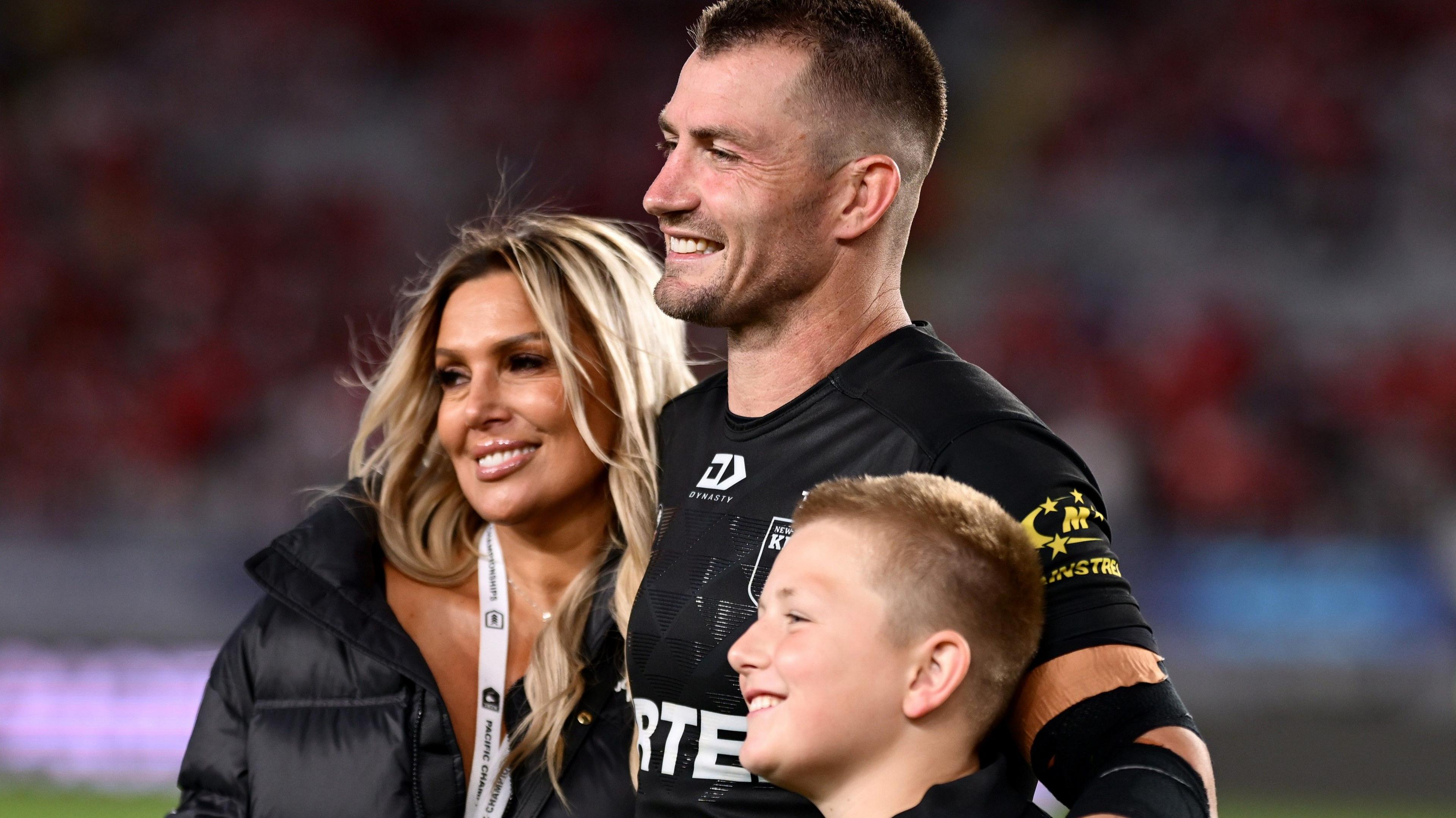 Kieran Foran with his partner and son
