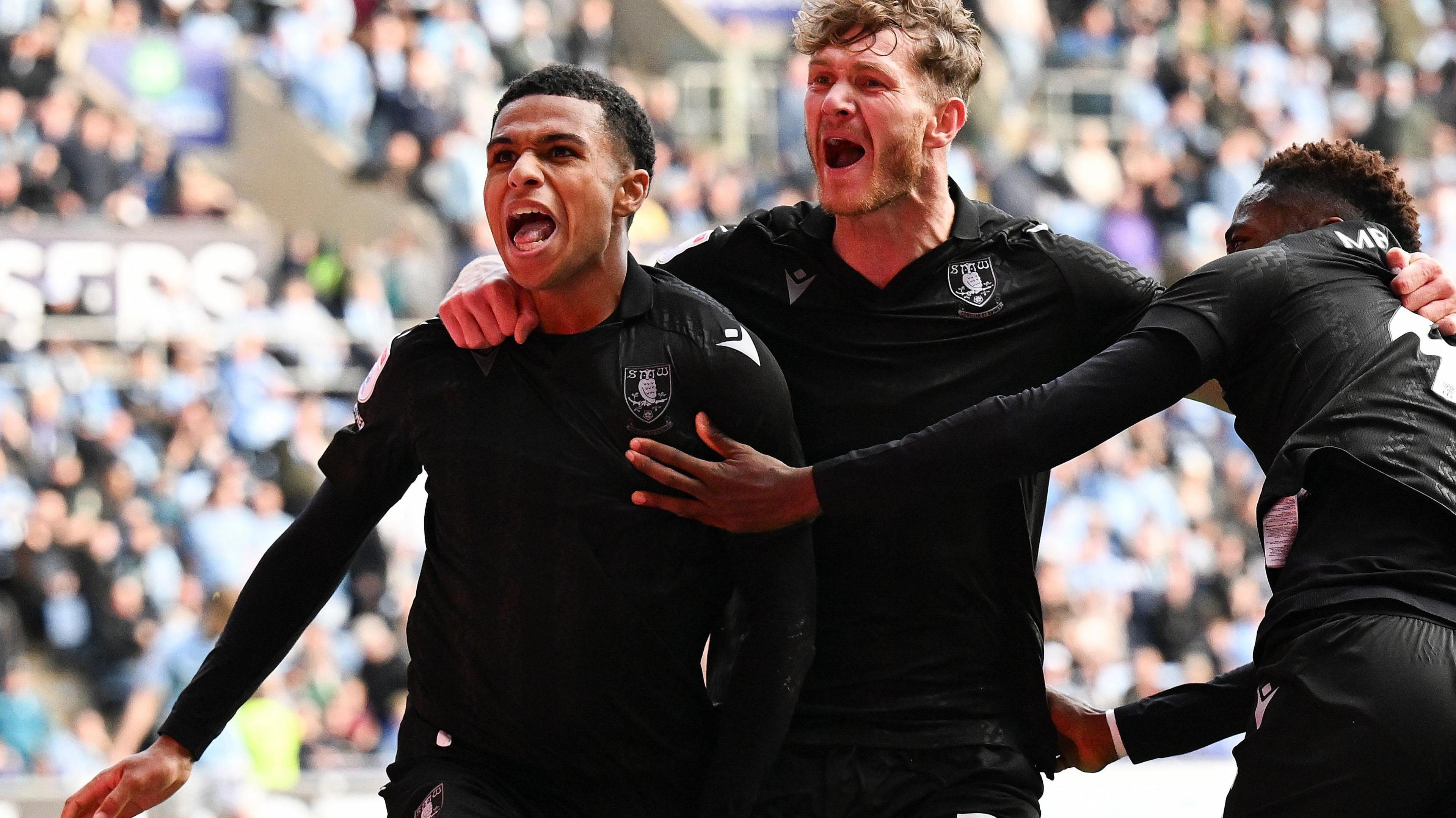 Shea Charles celebrates scoring for Sheffield Wednesday