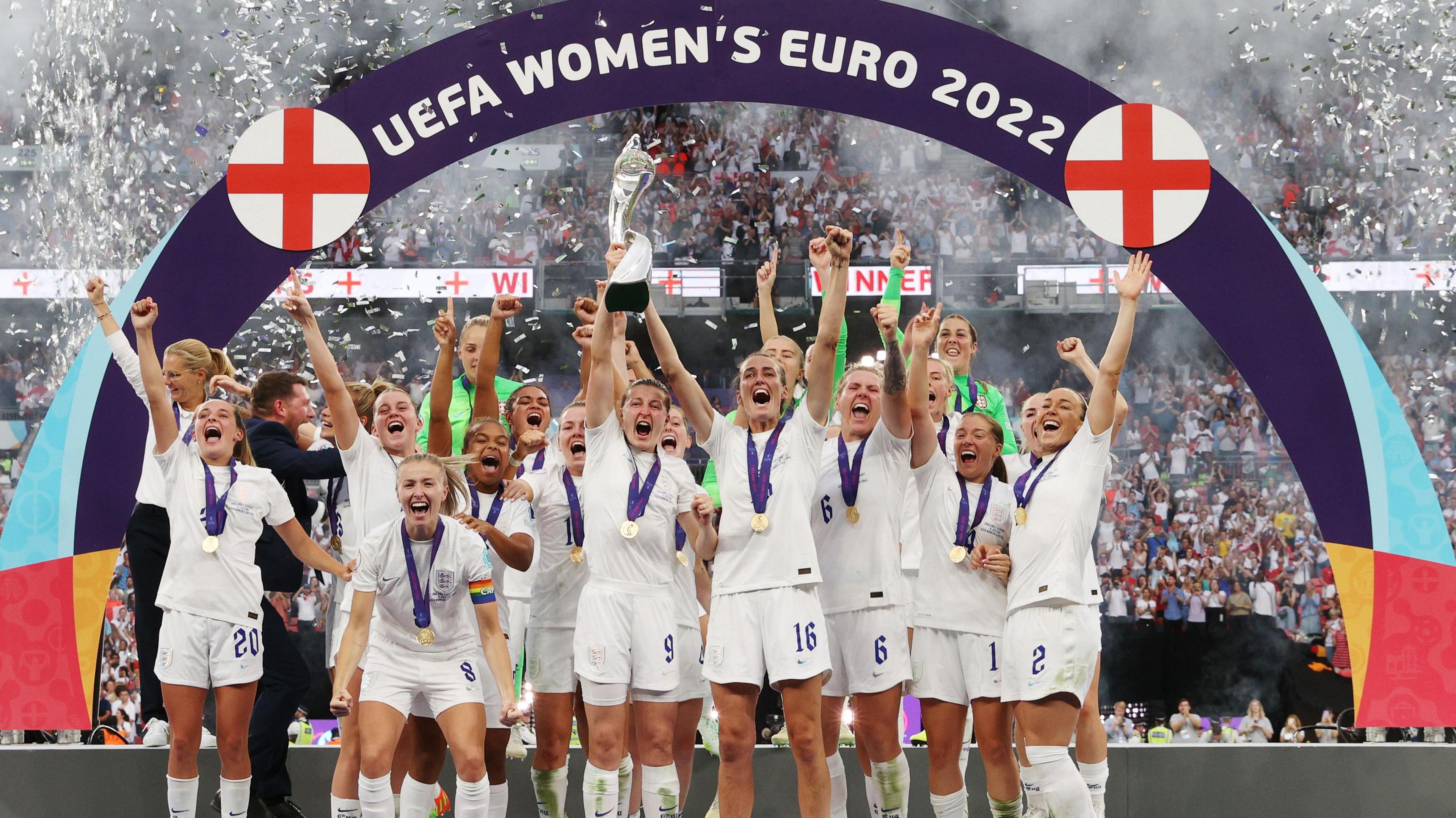 England team lift European trophy at Wembley in 2022