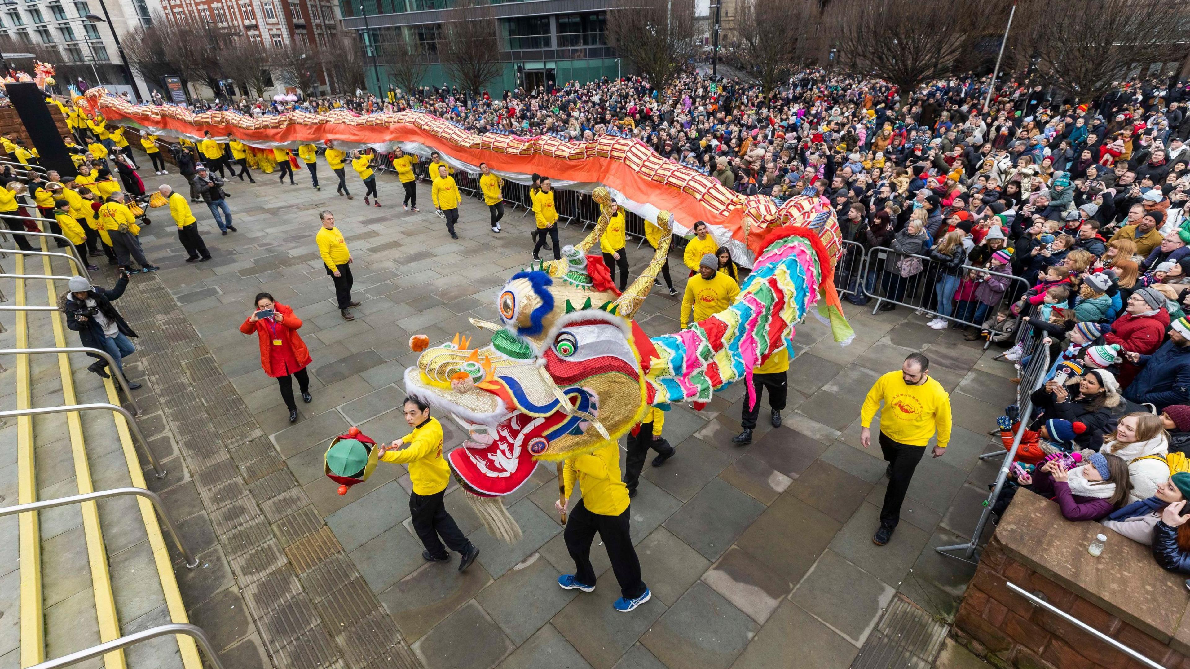 Performers take part in the Dragon Parade as part of Manchester's Chinese New Year Celebrations in 2023.