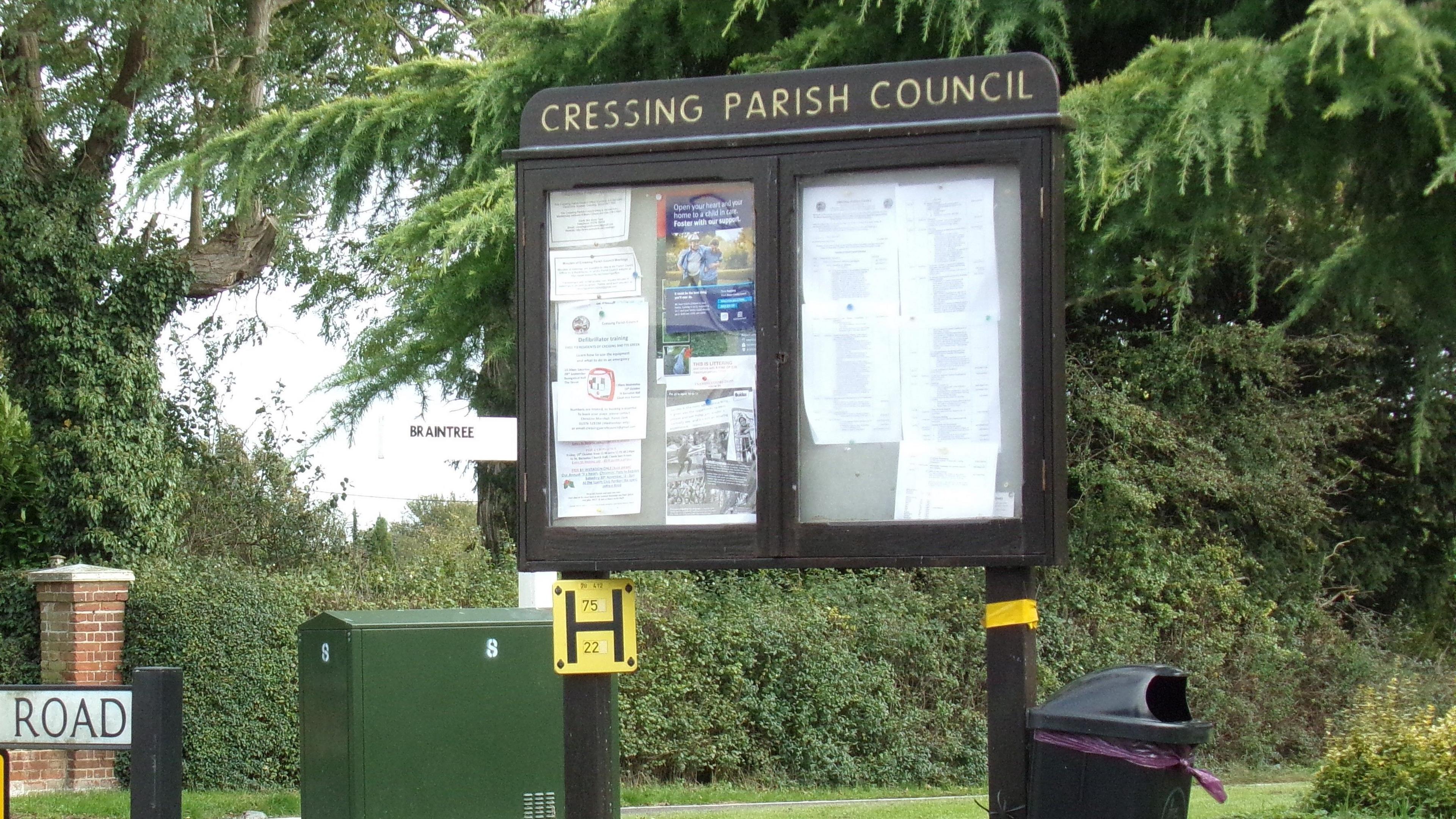 A Cressing Parish Council noticeboard