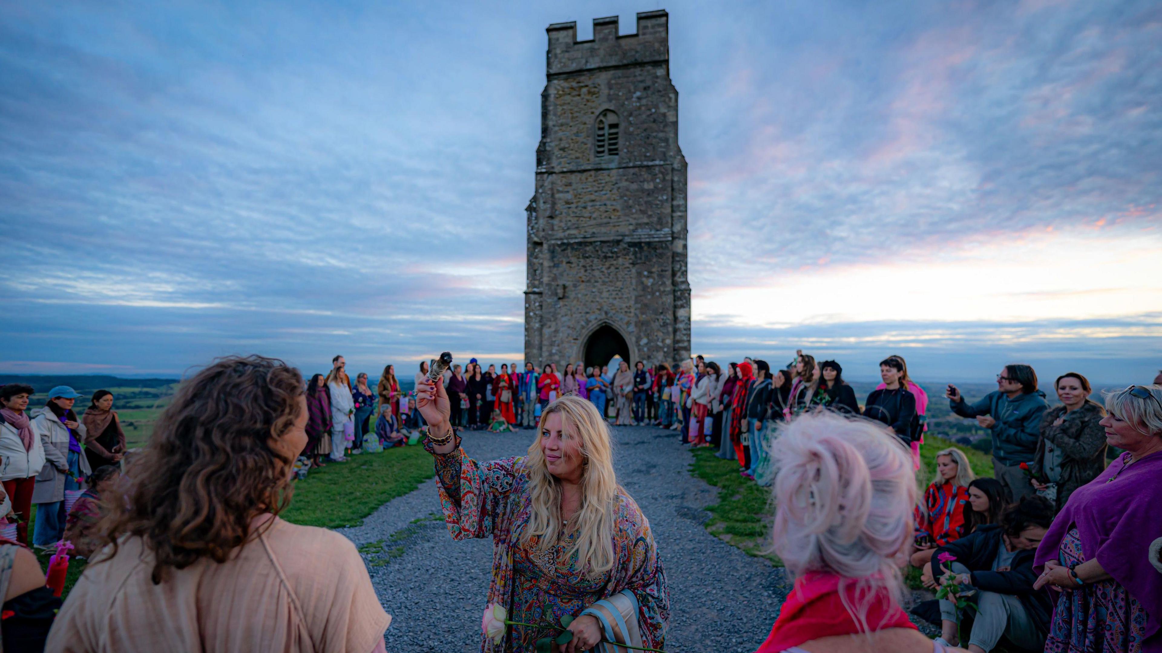 People at Glastonbury Tor 