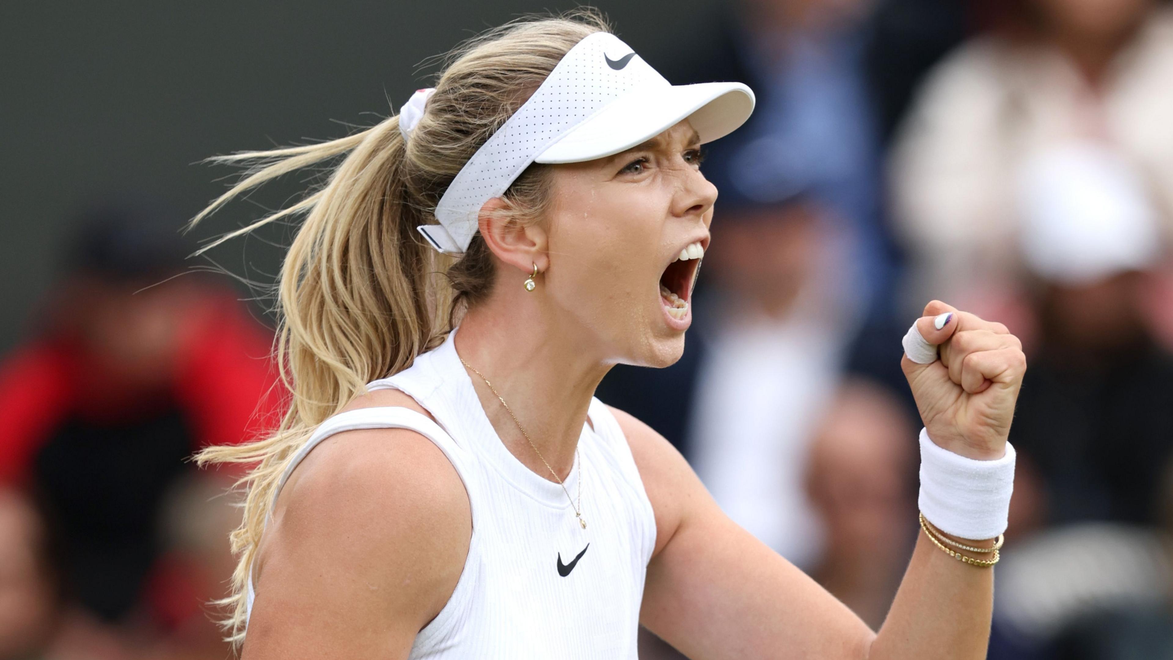 Katie Boulter celebrates a point