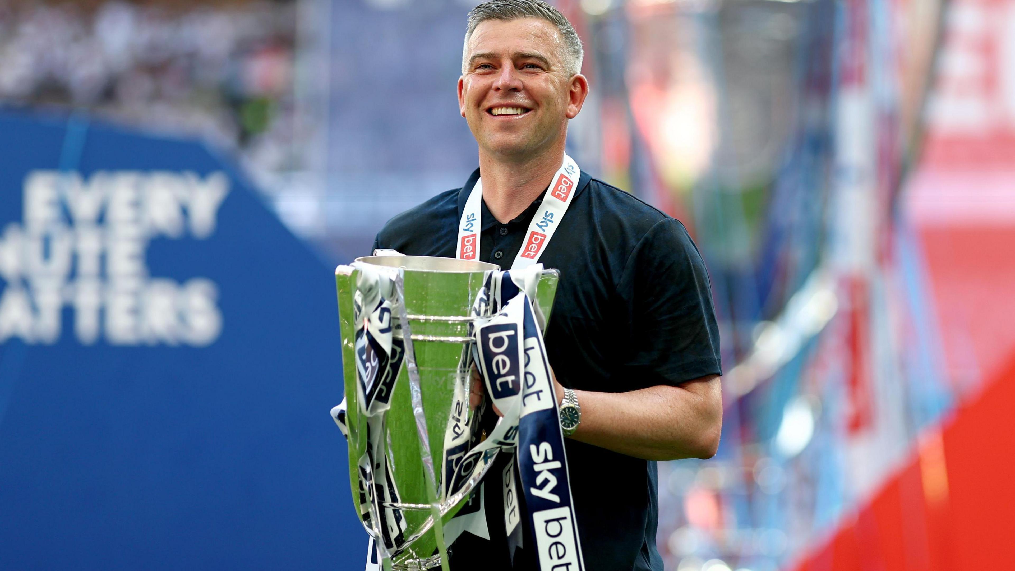 Bolton Wanderers boss Steven Schumacher after winning the 2025-26 League One play-off final