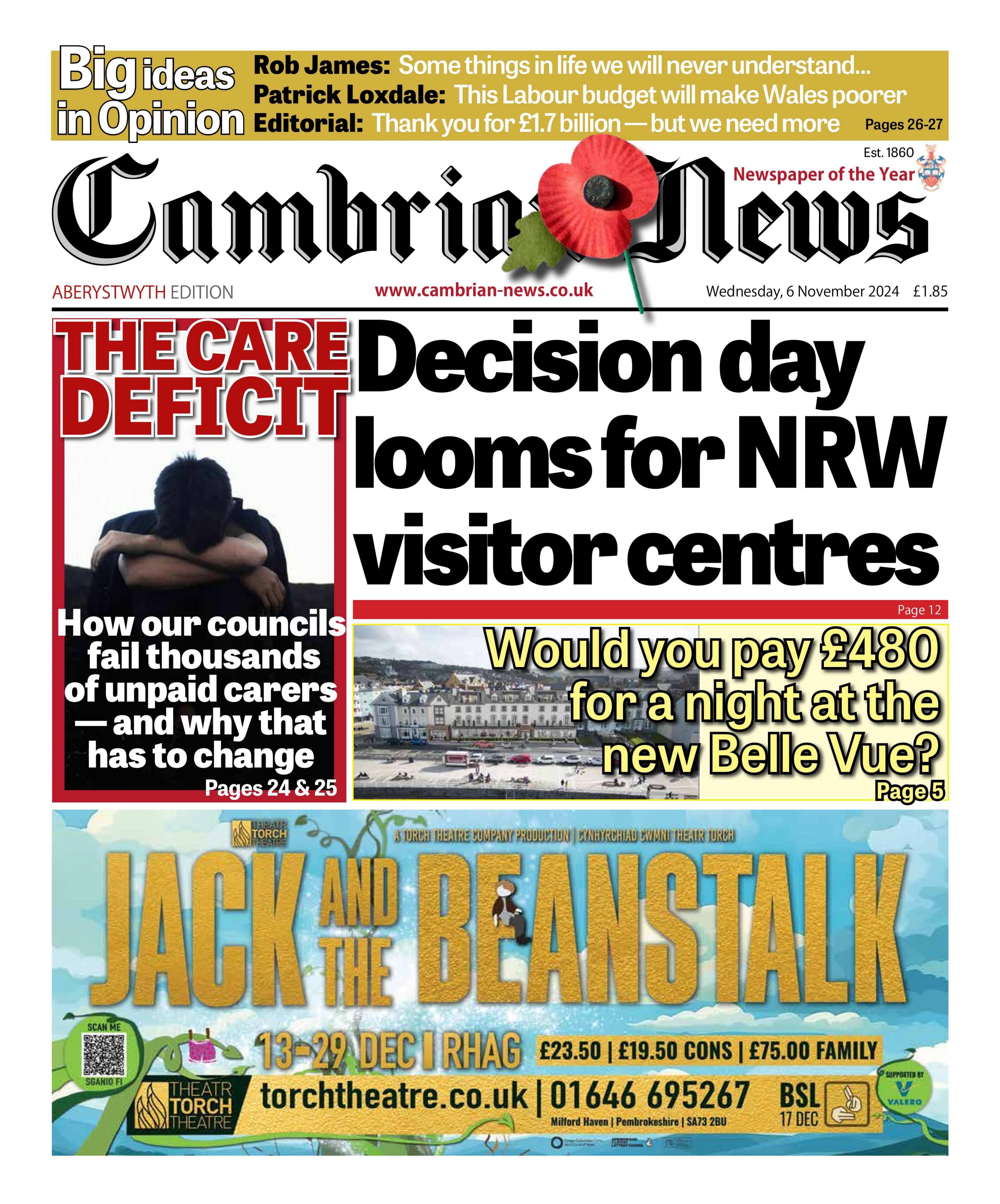 Front page of the Cambrian News