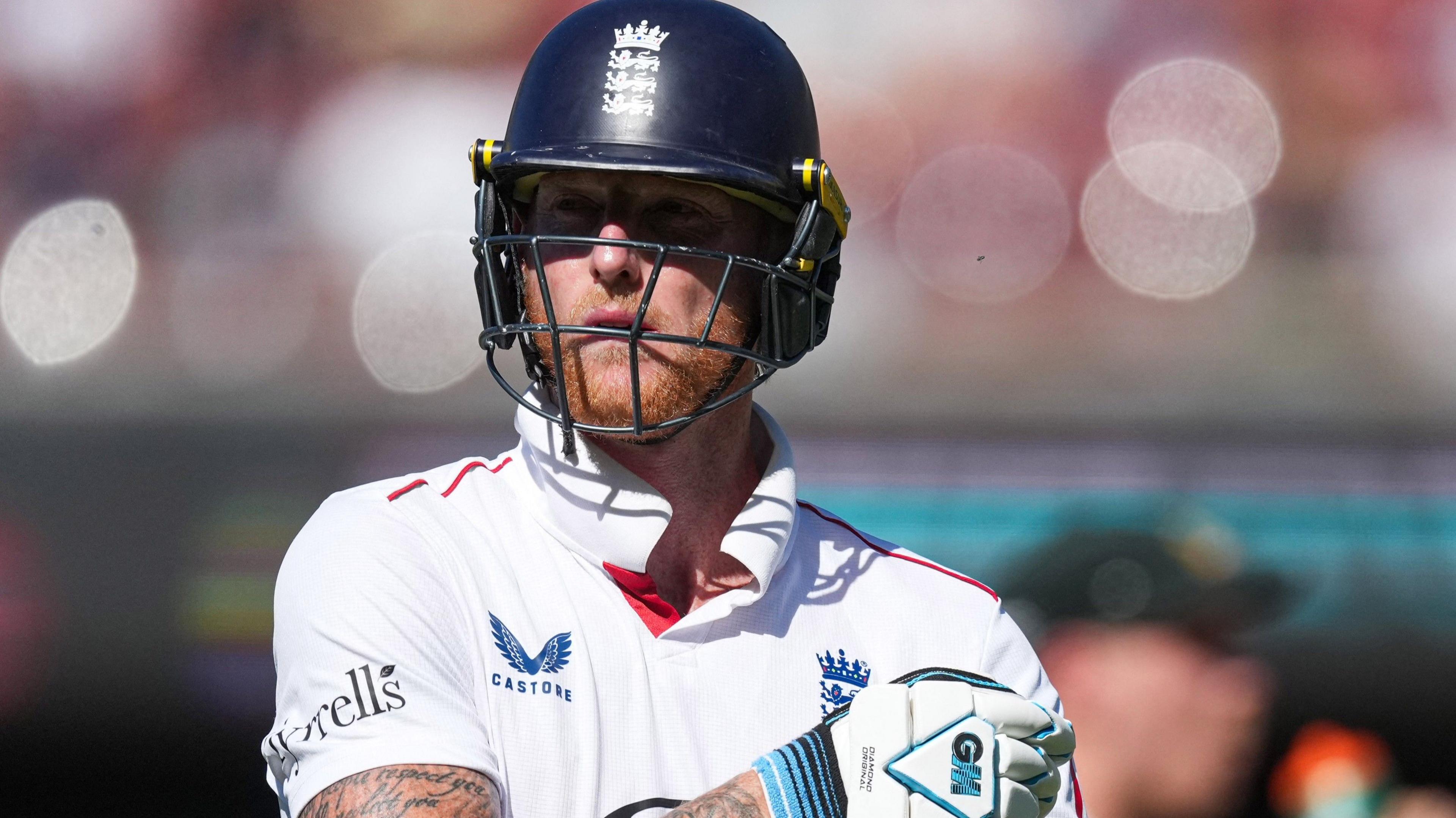 Ben Stokes looks dejected after being dismissed