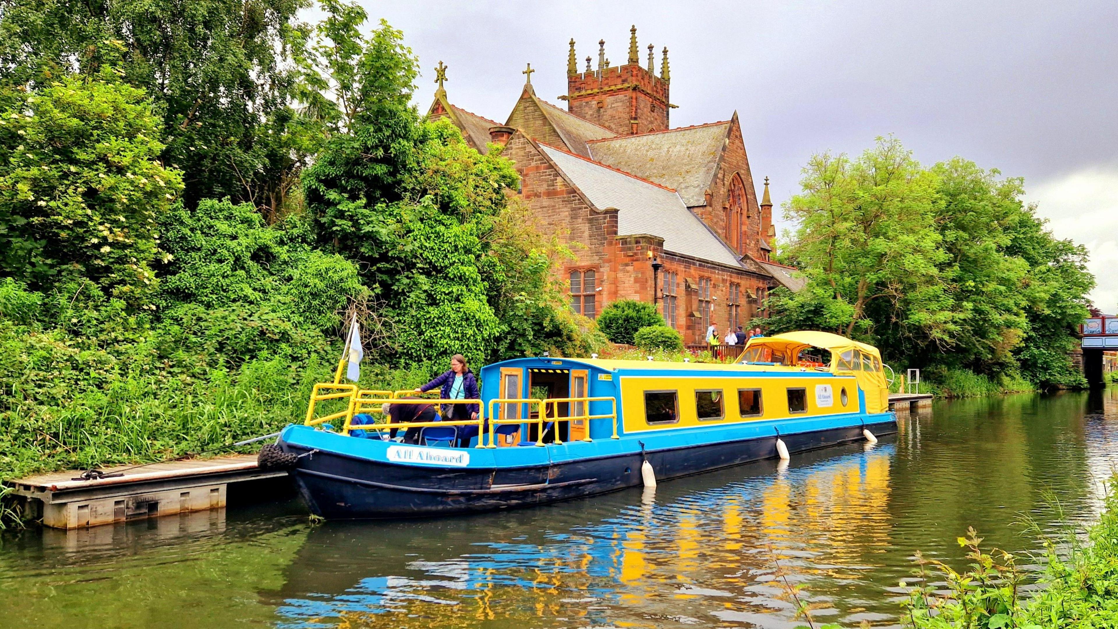 colourful canal boat on Union Canal